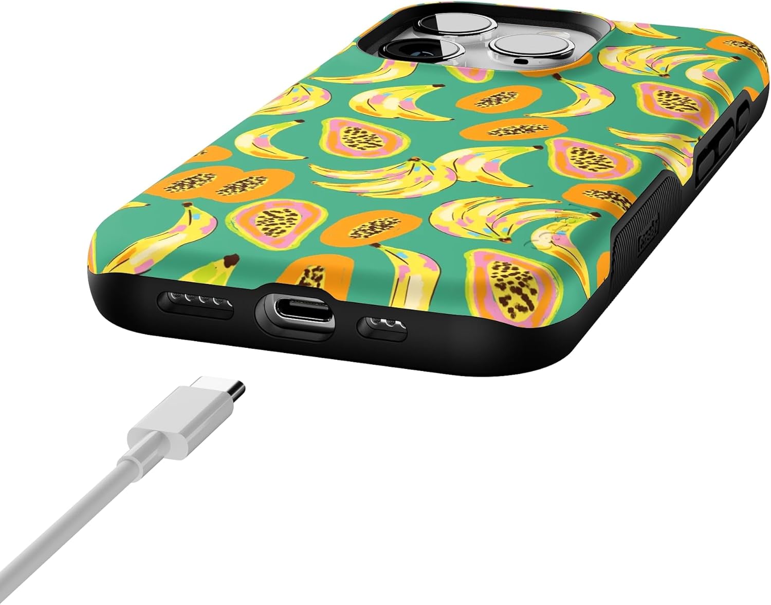 Casely iPhone 15 Pro Case | Papaya Palms | Dippin' Daisy's Tropical Vacation | Bold Protective Design | Compatible with MagSafe