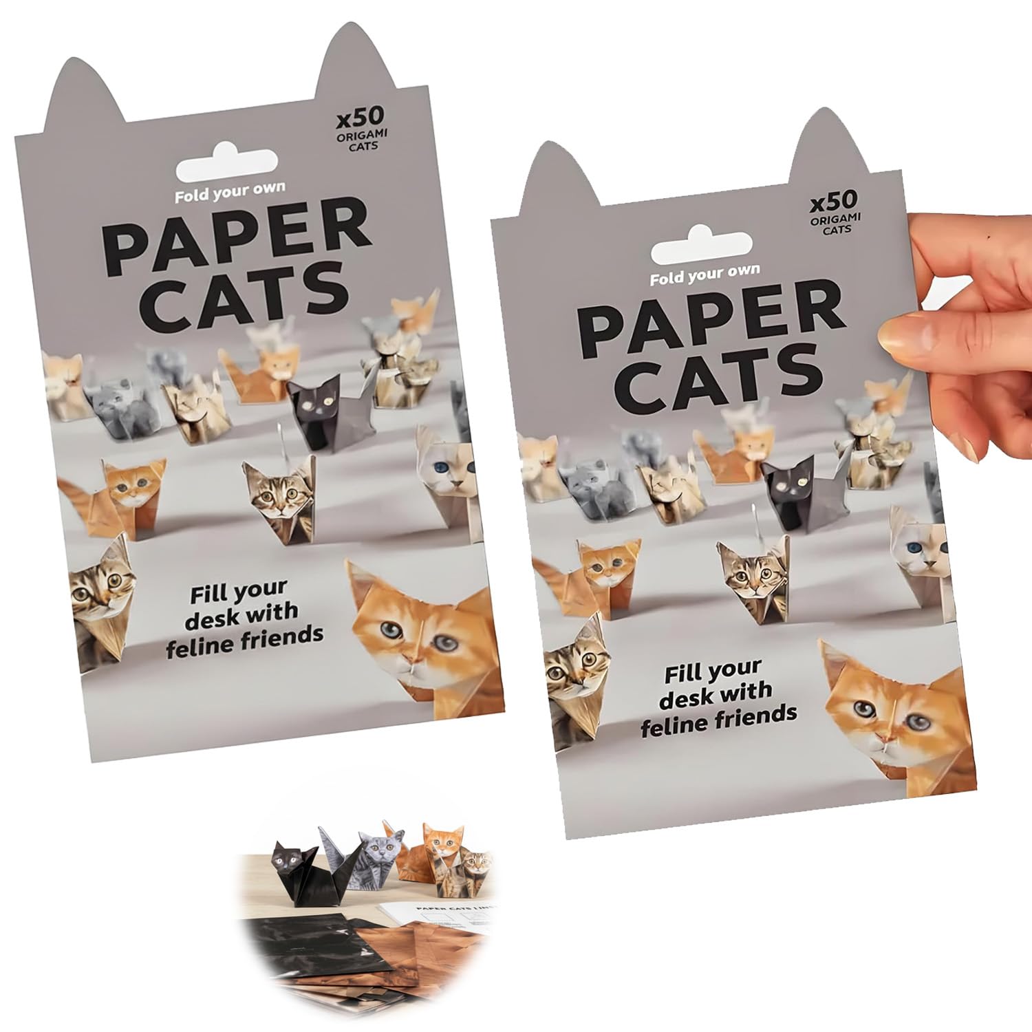 Solbrezeni 100 Sheets Paper Cat Origami, Diy 3D Paper Cats, Papers Cats Origamis Kit, Cat Origami Kit, Cute Pet Figures For Activity Adults And Kids, Desk Decoration And Gift For Animal Lovers