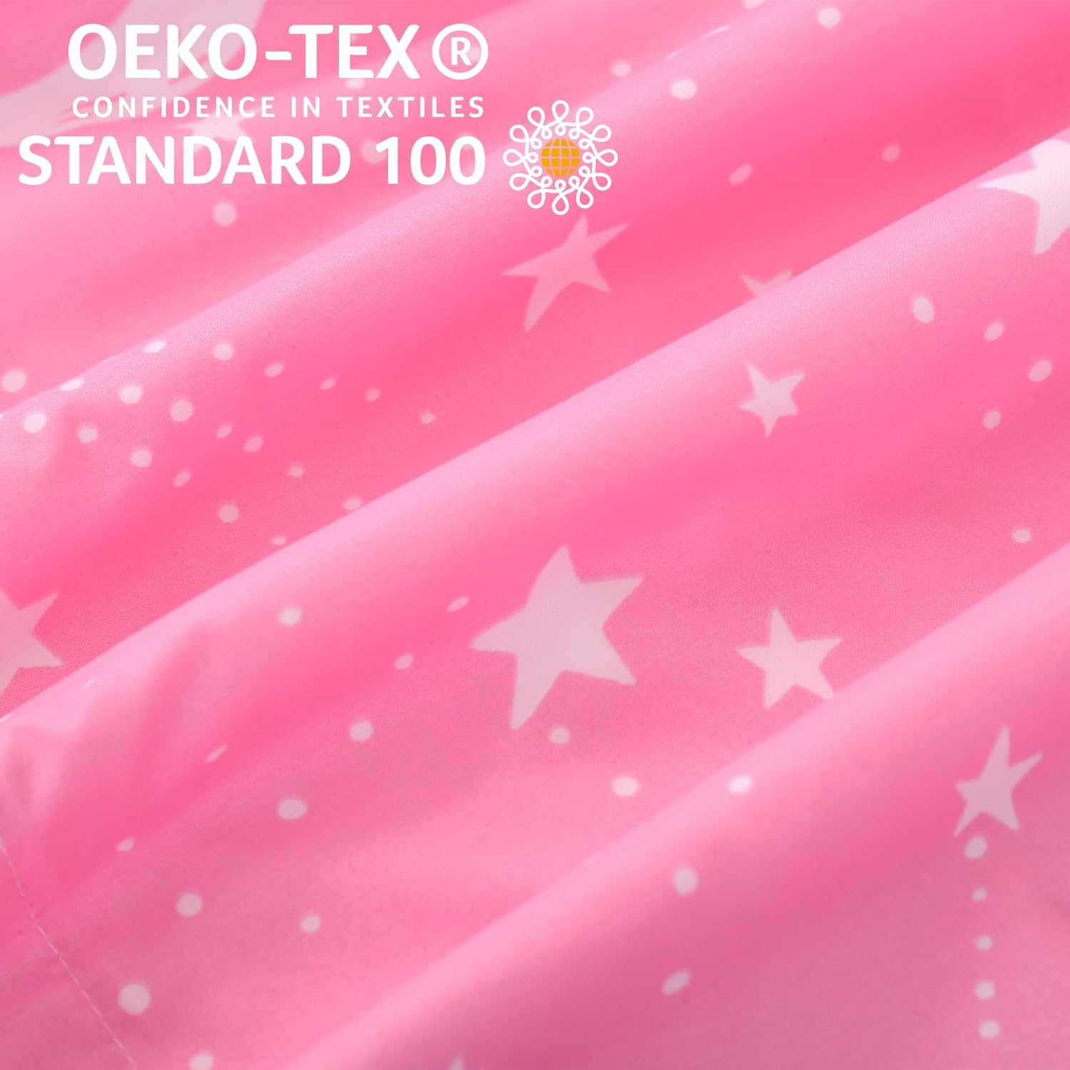 JSD Pink Stars Kids Duvet Cover Set Twin Size, 2 Piece Girls Space Theme Microfiber Comforter Cover with Pillow Sham Zipper Closure, Comforter Not Included