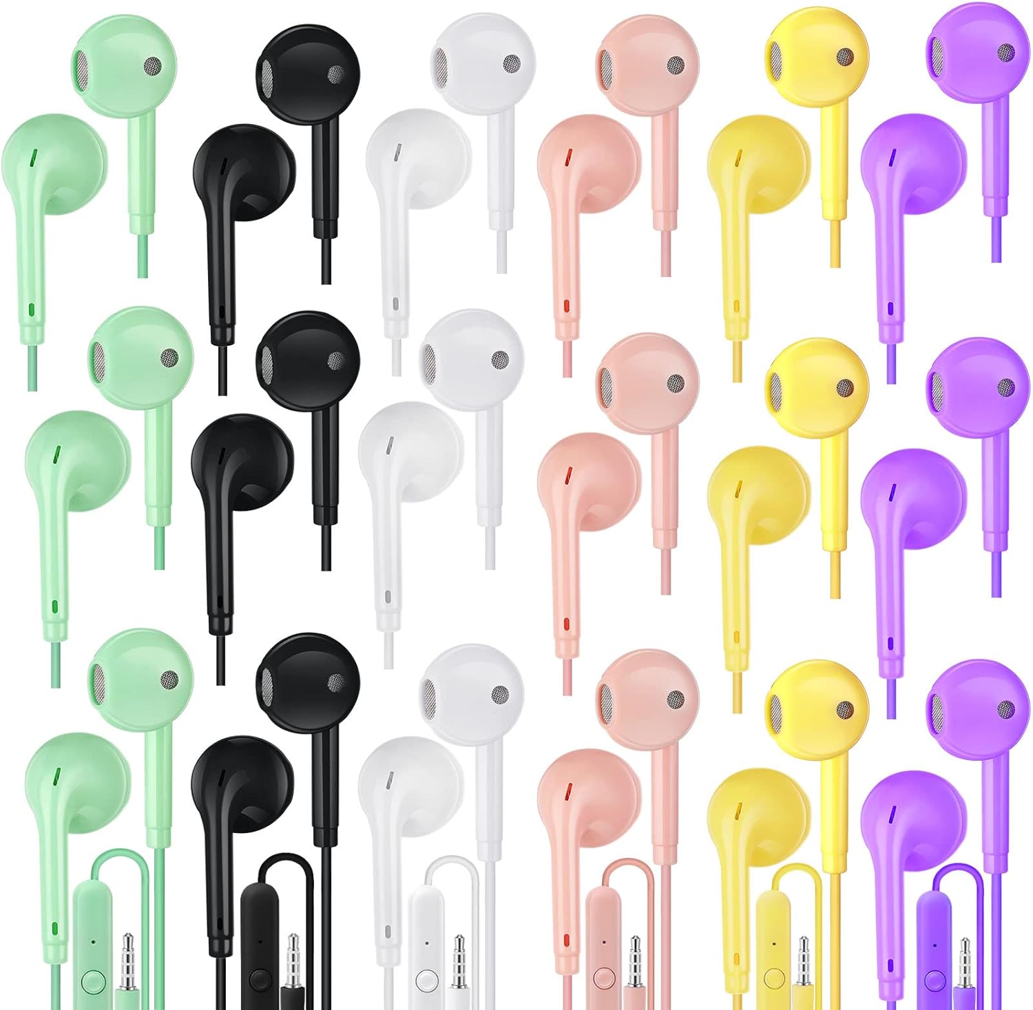 20 Pcs Earbuds Bulk Earphones Bulk 3.5 mm Assorted Colors