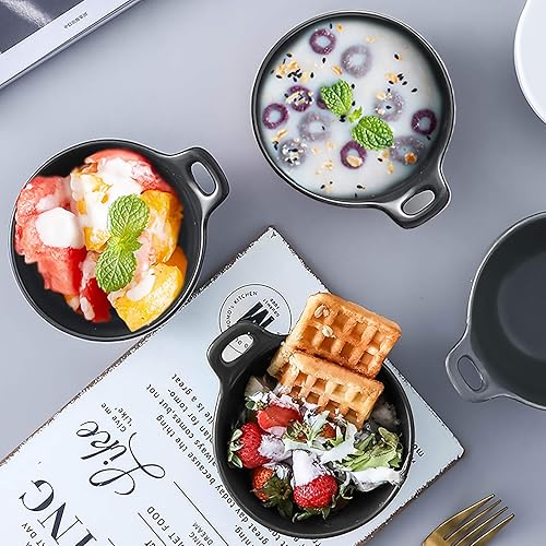 Miniatura 7 de Hoxierence - Tazón de postre de cerámica mate de 10 onzas, guarniciones pequeñas para tazón de helado, aperitivo, inmersión, juego de 4 (negro)