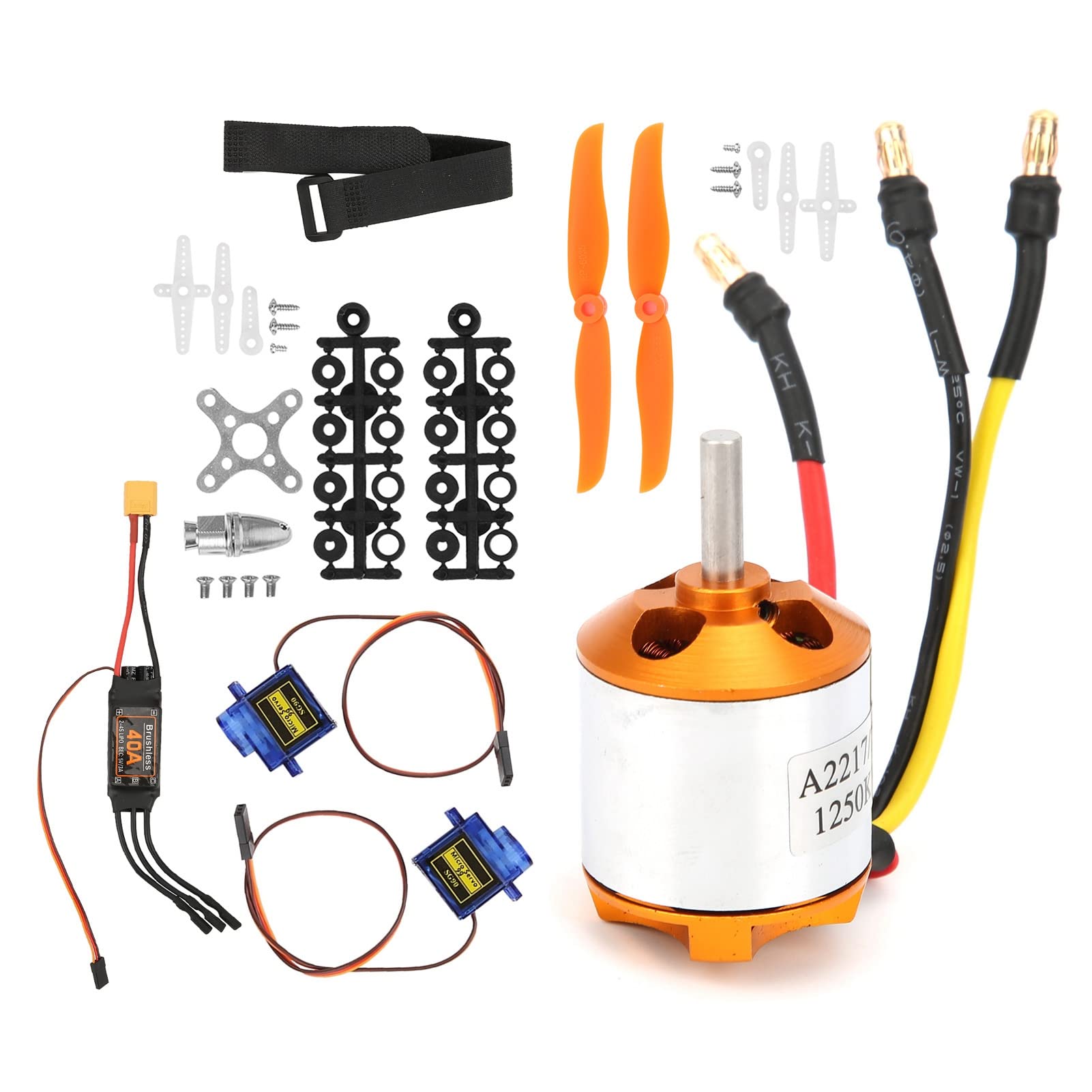 Hélice de helicóptero teledirigido, motor de avión teledirigido, regulador de velocidad eléctrico, motor sin escobillas 2217 KV1250 + 8060 hélices, motor de dirección + 40 A ESC para helicóptero RC