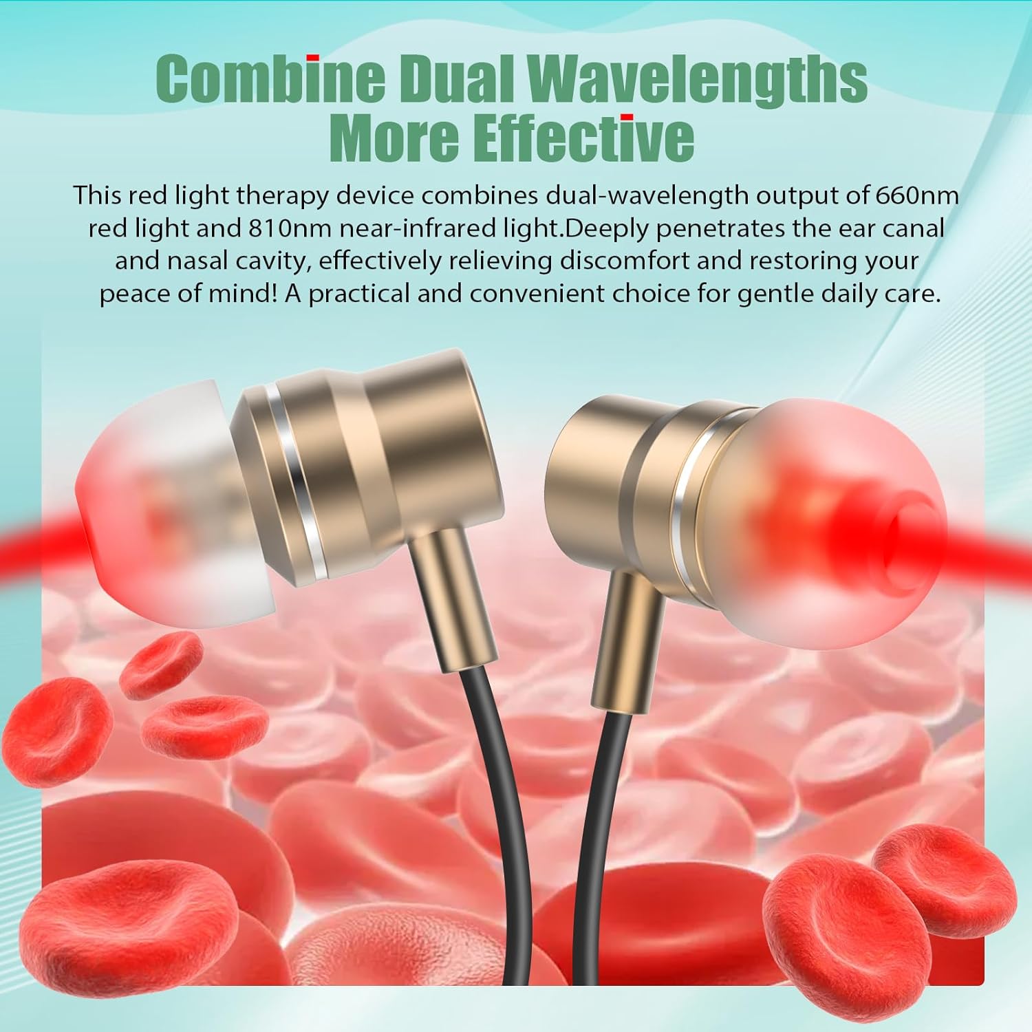 Upgraded 2-in-1 Red Light Therapy Device for Ears & Nose, Dual-Wavelength 660nm Red Light & 810nm Near-Infrared Light, Timer Function, Neck-Wearable Design for Ear Comfort & Daily Wellness Care