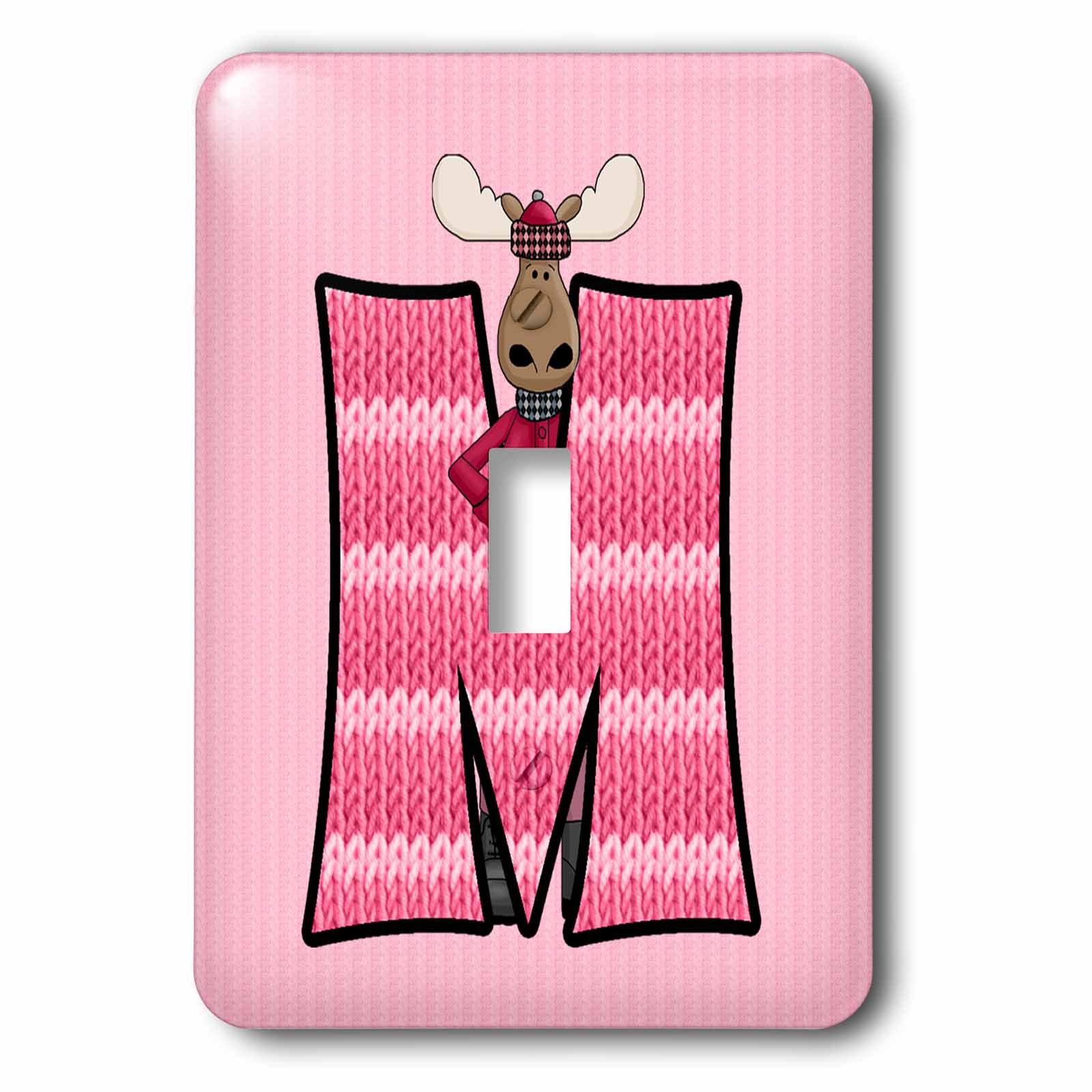 Monogramme M décoration interrupteur rose avec motif argyle enfant