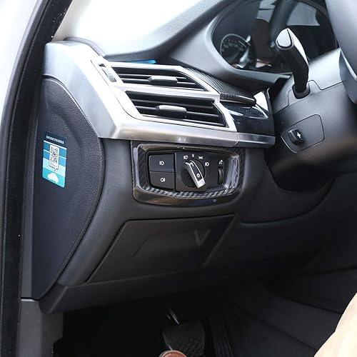 Miniatura 4 de CHEYA Fibra de carbono real para BMW X5 f15 2014-2018 interruptor de faros de coche decoración marco accesorios