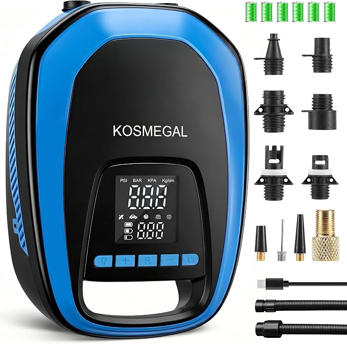 Electric Paddle Board Pump, High Pressure Rechargeable SUP Pump with Inflation & Deflation, Auto-Off, Smart Dual Stage Portable Air Pump for Paddleboard, Tent and Kayaks