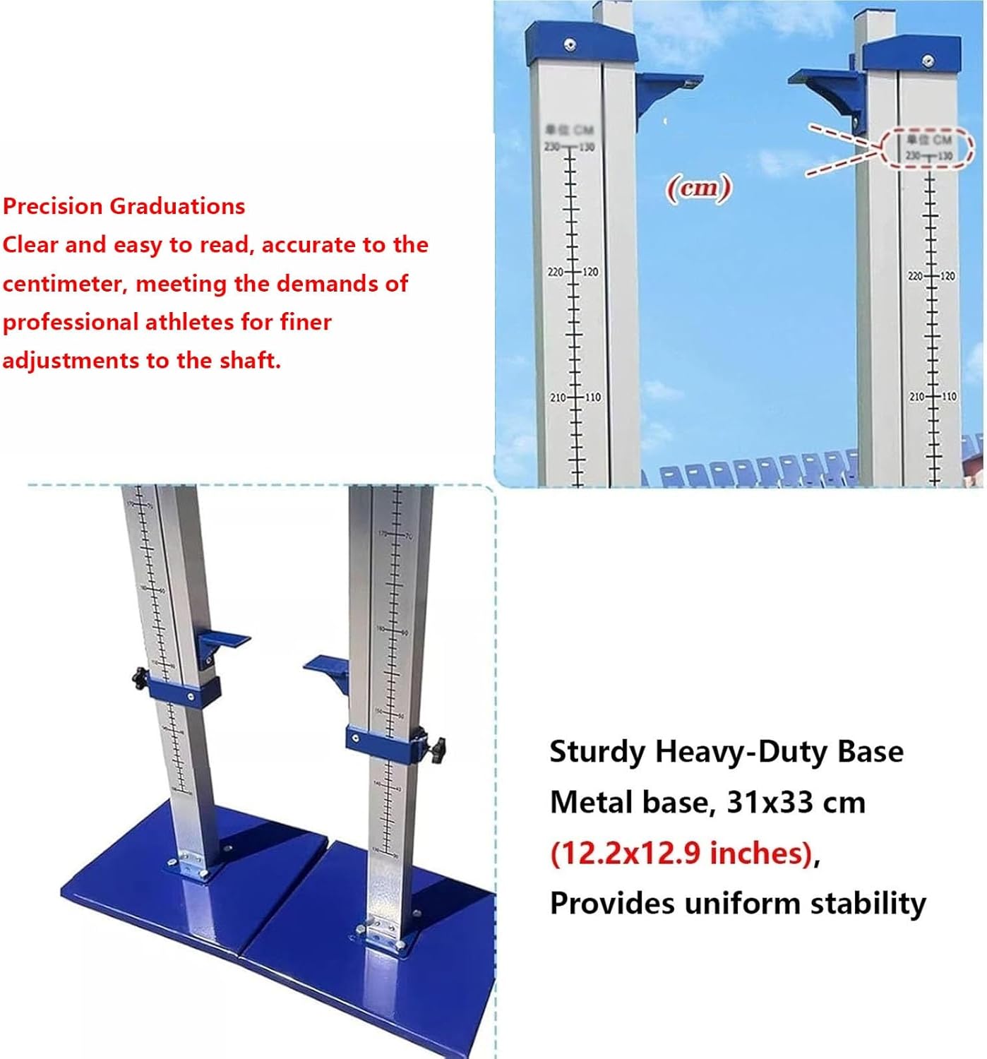 Adjustable Competition Track and Field High Jump Standards, Scale Metric cm, School High Jump Holders, 1 Pair, for Primary and Secondary School Pupils