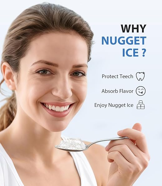 Nugget Ice Maker 40lbs/Day, Countertop Ice Maker Soft Chewable Ice, Ice Makers One-Click & Self-Cleaning, Crushed Pellet Ice Machine with Scoop&Basket for Home/Kitchen/Office, Stainless Silver - 2