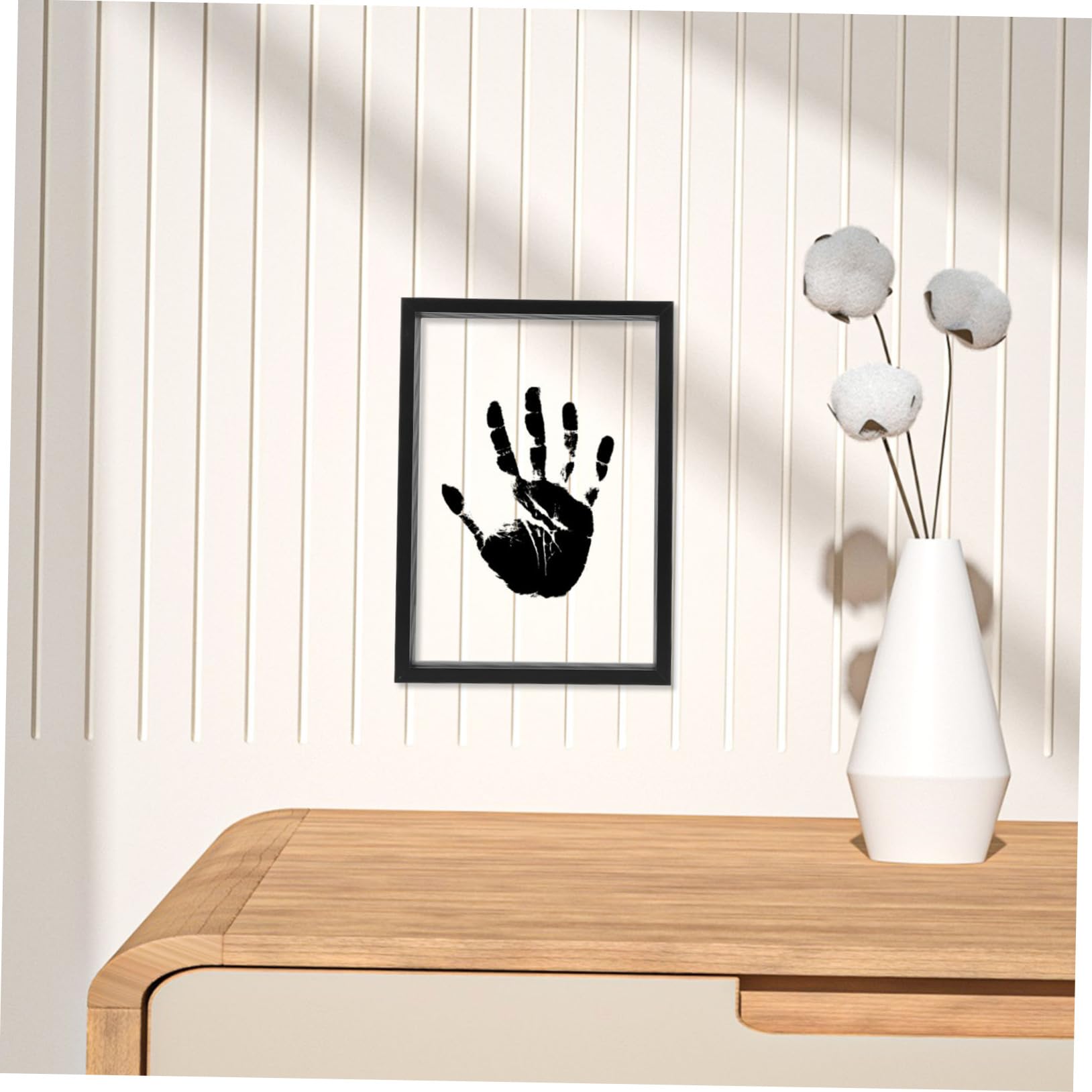 Familien Handabdruckrahmen und Acryl Schwarz mit Ständer Freistehend oder Aufhängen für Wand und Tischdeko Geschenk