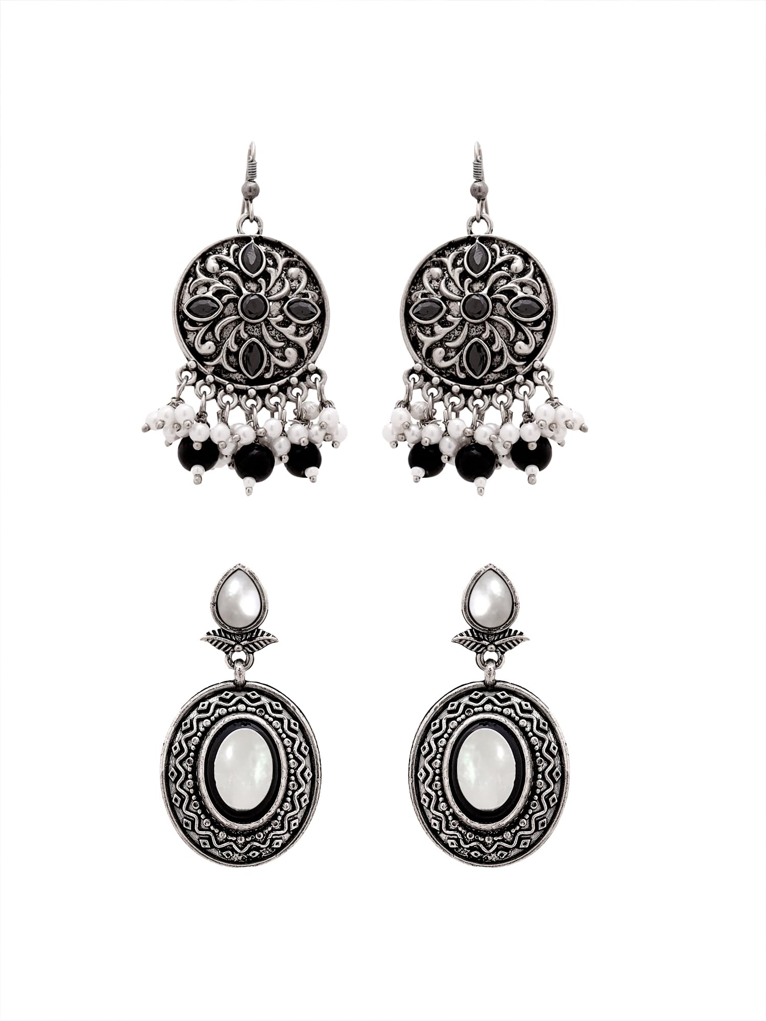 Yellow Chimes Silver Oxidised Drop Earrings For Women | Traditional Women Earrings | Oxidized Silver Plated Combo of 2 Pair Drop Earrings For Girls | Birthday Gift for Girls Anniversary Gift for Women (B0CV5NJM7K) Amazon Price History, Amazon Price Tracker