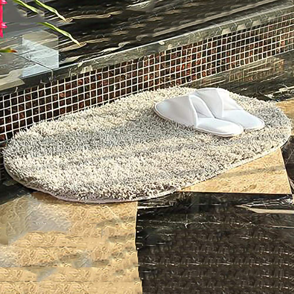 Weich Absorbent Dick Badvorleger, Oval rutschfest Mikrofaser Chenille Badteppich Maschinenwaschbar Badematte Für Waschküche-grau 90x60cm(35x24inch)