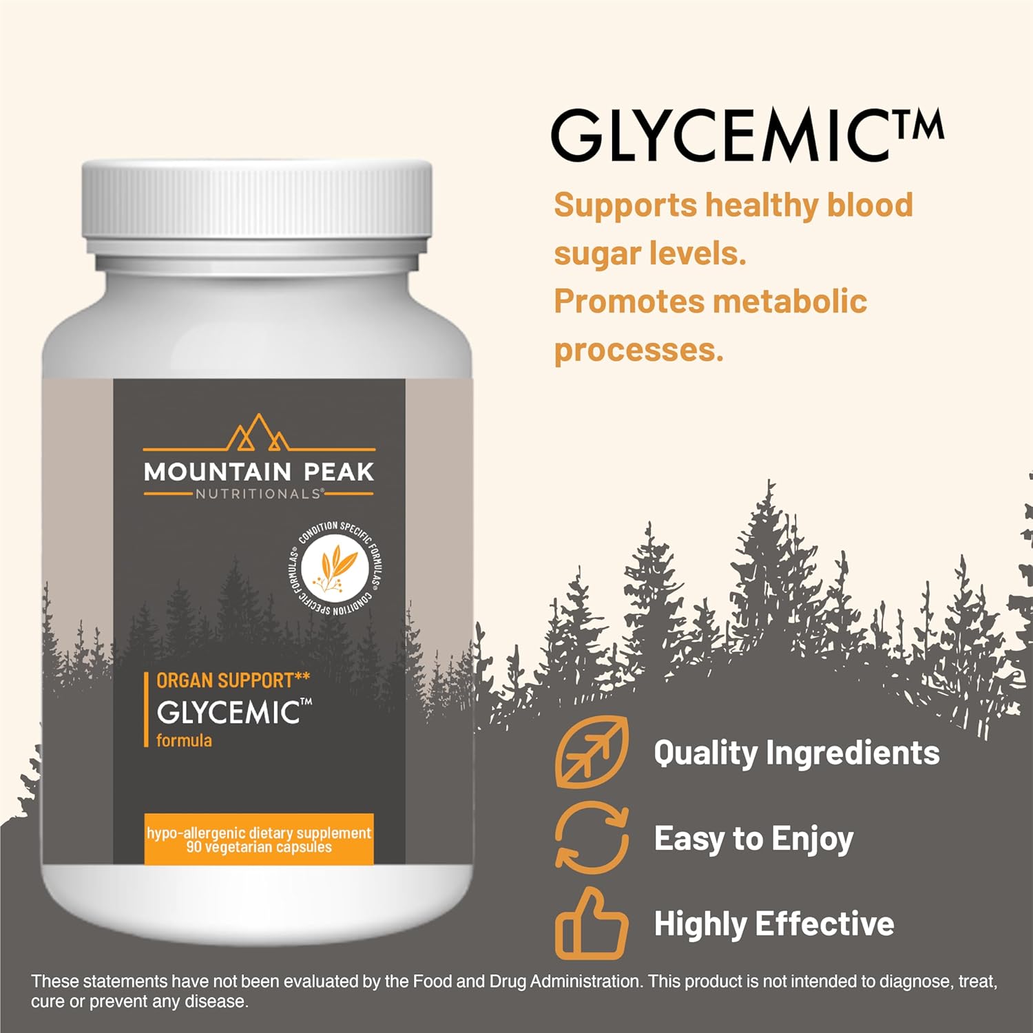 Mountain Peak Nutritionals Glycemic Formula - Organ Support Supplement - Supports & Promotes Metabolic Processes - Dietary Supplement (90 Vegetarian Capsules)