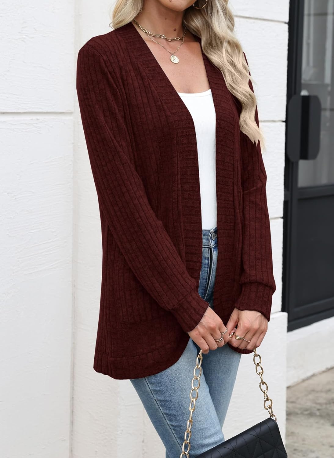 Halife Women's Fashion Cardigan Sweaters Lightweight Open Front Long Sleeve Casual Thin Cardigans with Pockets - Image 3