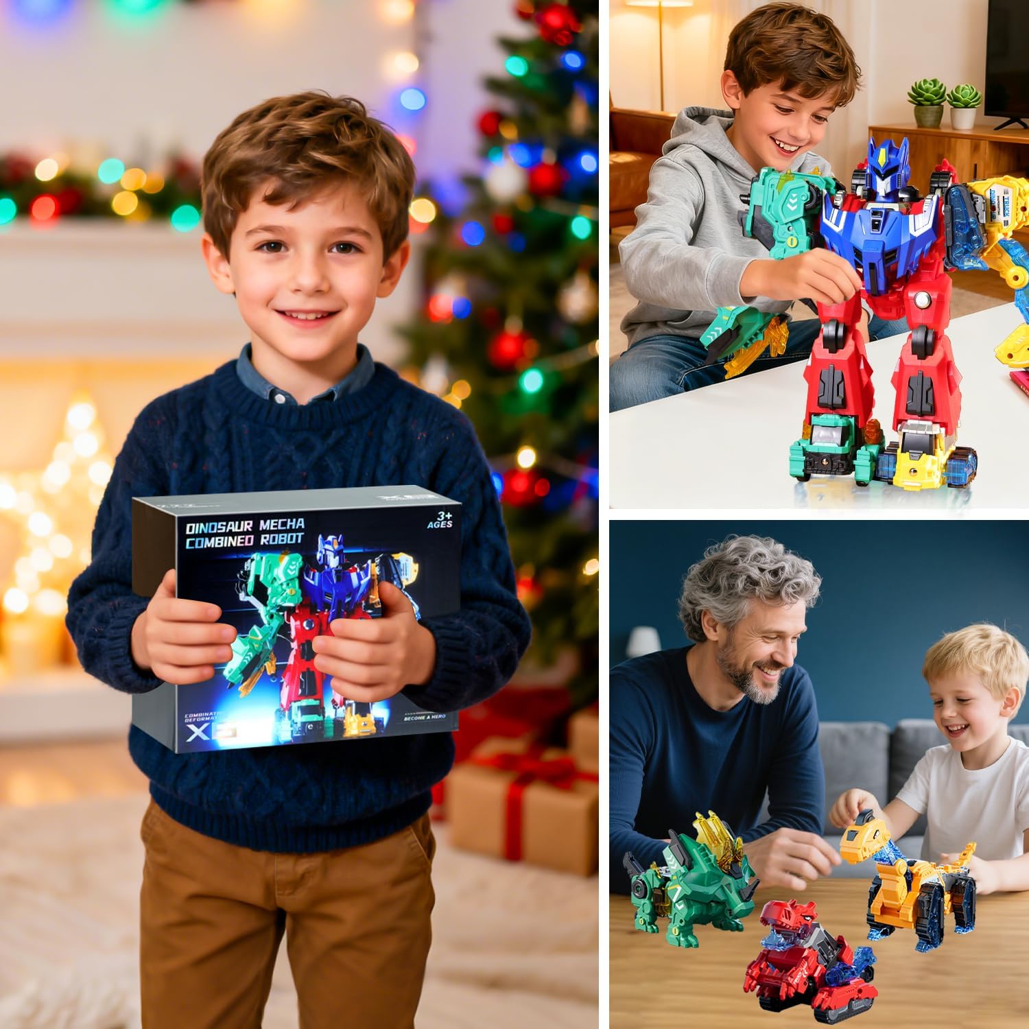 VEAIS Magnetic Transform Dinosaur Robot Toys,6 in 1 Transforming Robots Toy for Kids,Easy DIY Assembly Function,Toddler Robot Construction Vehicles Set,Educational STEM Toys for 3 4 5 6 Year Old Boys