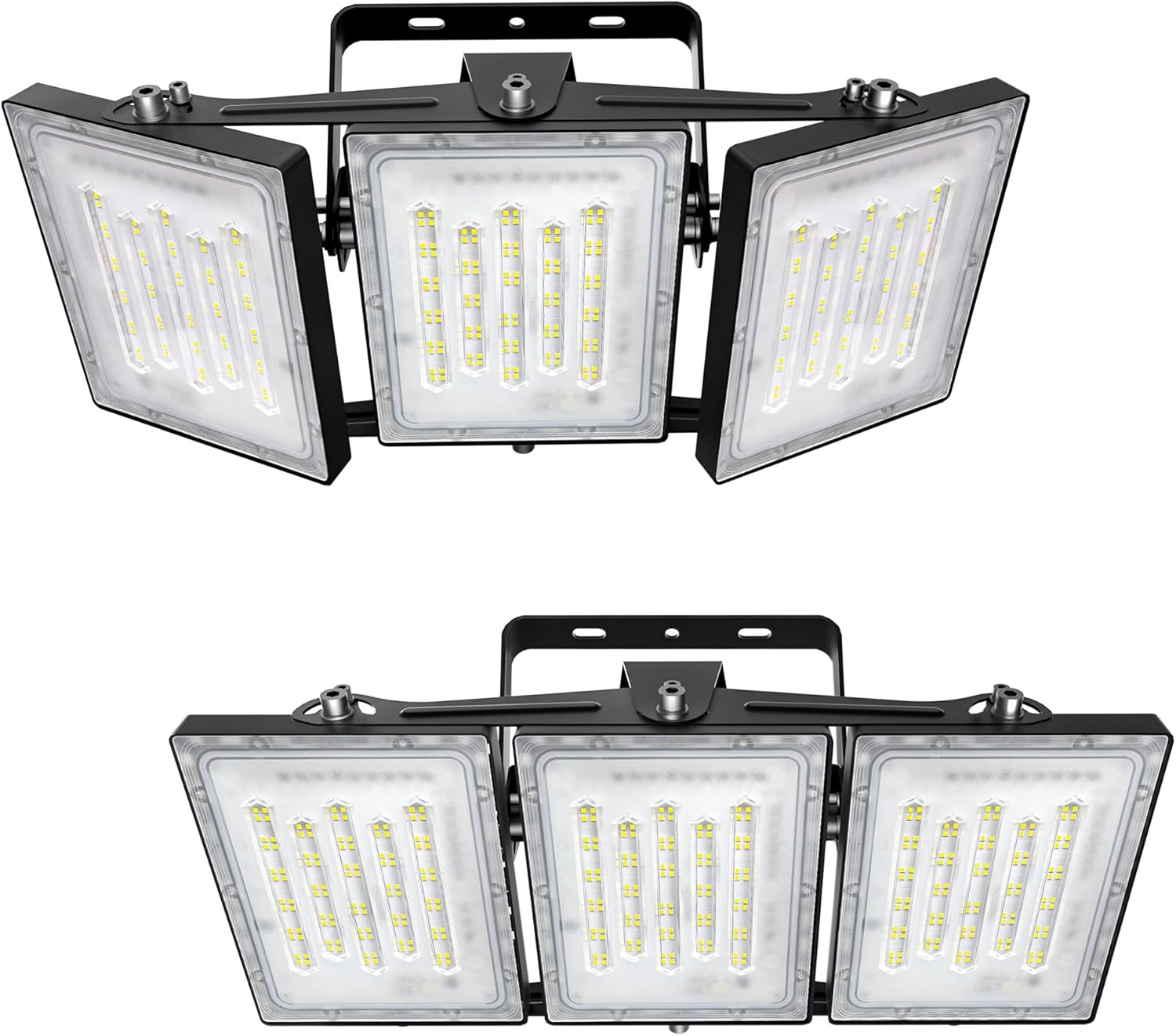 2 Pack LED Flood Lights Outdoor, STASUN 300W 30000lm 6000K Daylight White IP66 Waterproof, Commercial Parking Lot Lights, 3 Heads for Yard Street Stadium Outdoor Area Floodlight Bright Security Lights 2 Pack 300 Watt