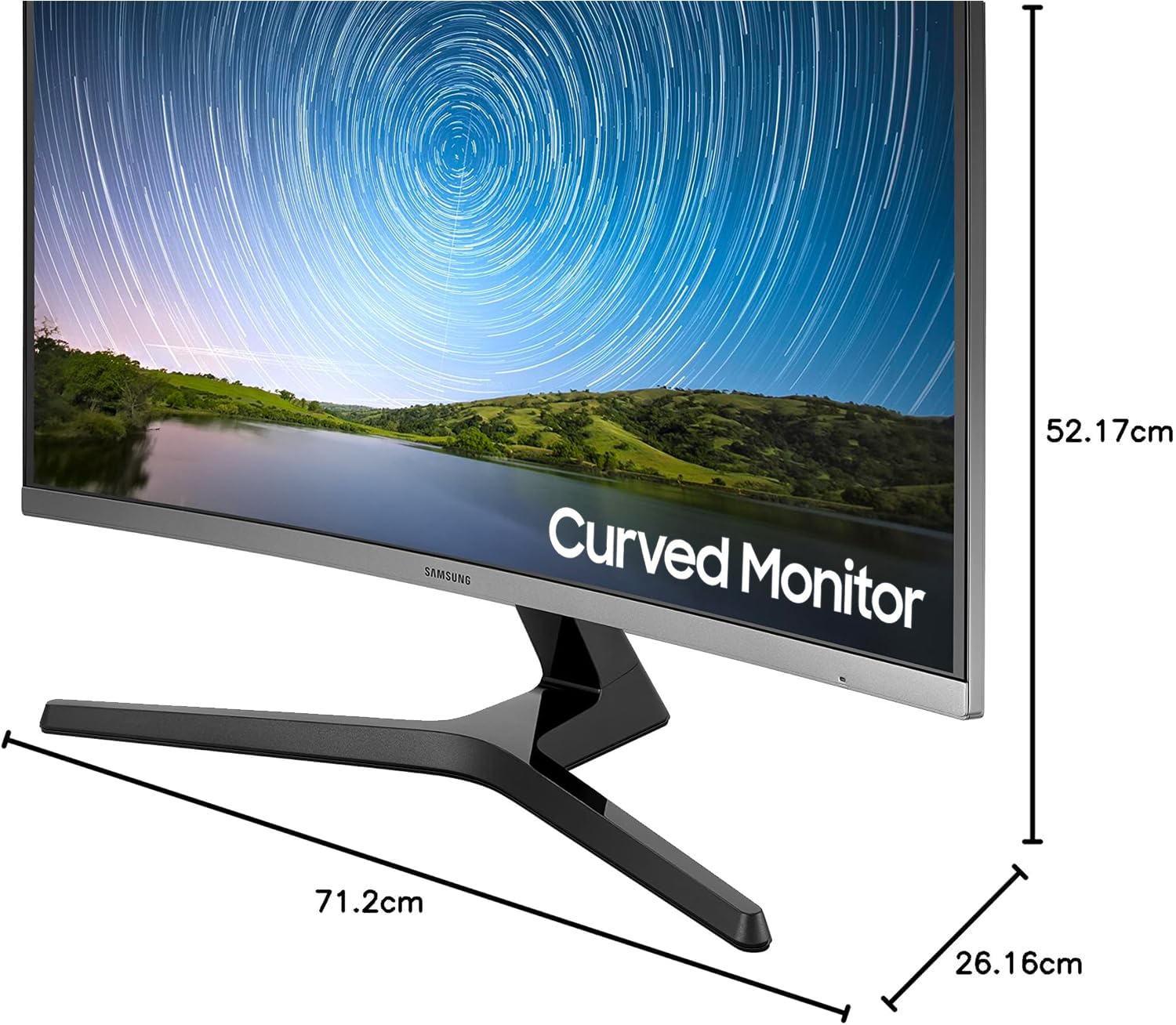 Samsung Monitor CR50 (C32R502), Curvo (1500R), 32", 1920x1080 (Full HD), VA, 75 Hz, 4 ms, FreeSync, HDMI, D-Sub, Ingresso Audio, Flicker Free, Eye Saver Mode, Dark Blue Gray
