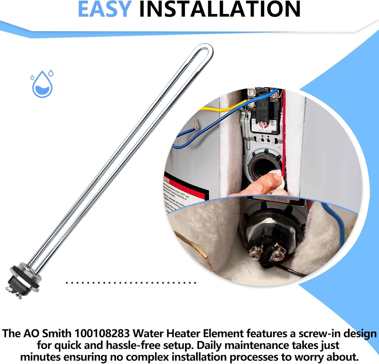 Water Heater Element 4500W 240V Compatible with 100108283 AO Smith Water Heater Element, for AO Smith Electric Water Heaters 52/55/66/80/120, ECS 30/40/50, ECLN ELJN ECJN 40, ECL 30/50