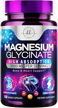 Magnesium Glycinate Supplement - 100% Chelated & Purified - to Support Sleep, Heart Health, Muscles, Bone Strength - Gentle, High Absorption Magnesium Formula - Vegan, Bottled in USA - 120 Capsules