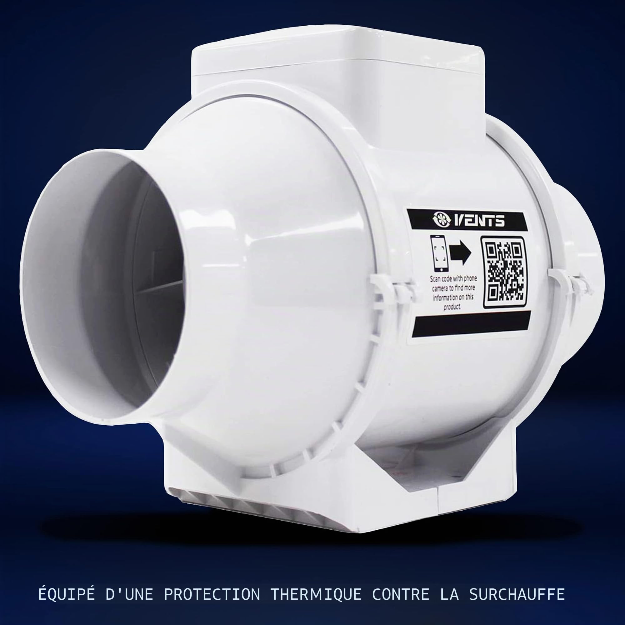 VENTS UK Extracteur d'air en ligne 100 mm diamètre salle bain, douche, plafond, loft, ventilation puissante, contrôle l'humidité, silencieux, en ligne, toilettes, bureau, buanderie VU-TT-100