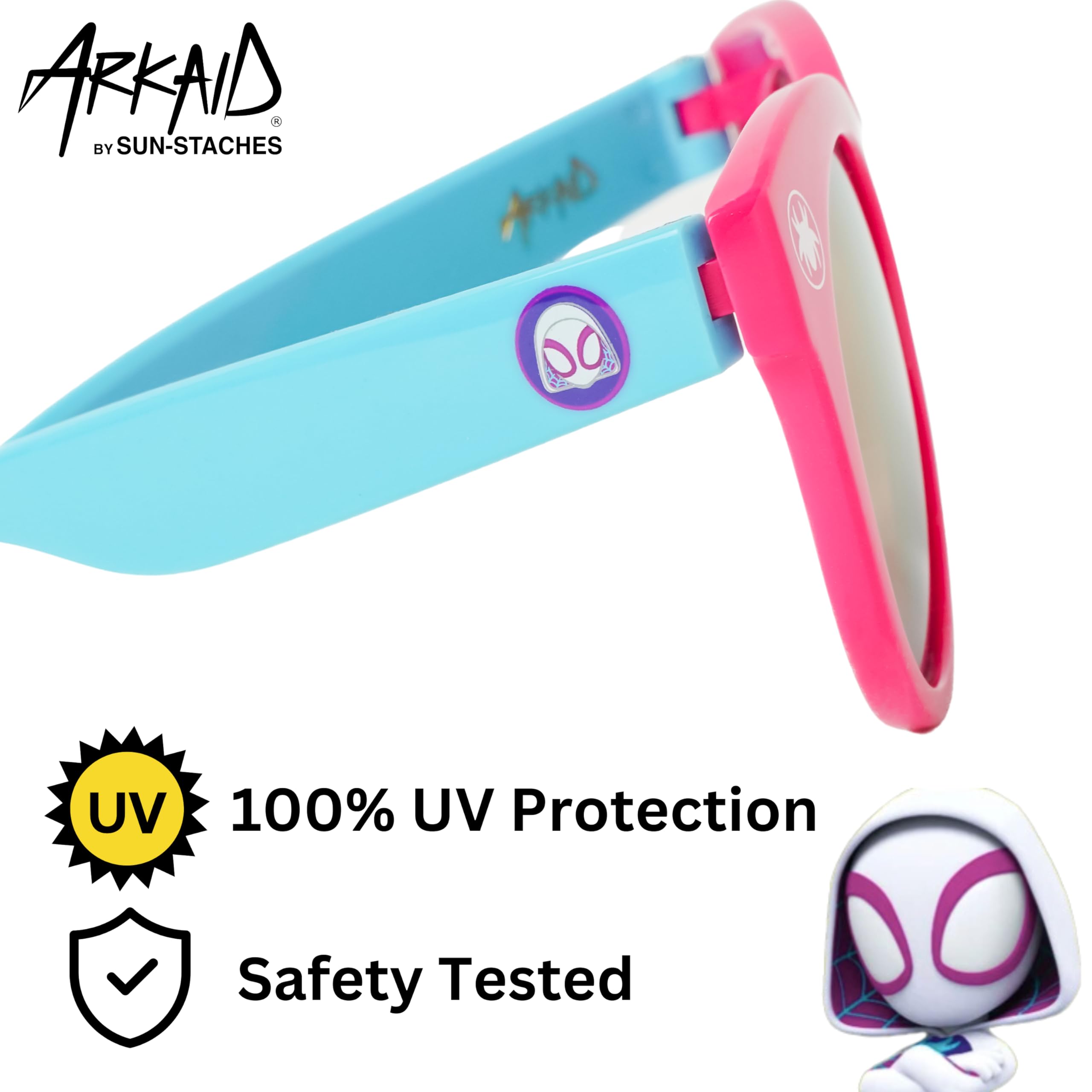 ARKAID Ghost Spider Pink Sunglasses for Girls | Officially Licensed Marvel Shades | UV 400 | One Size Fits Most Kids