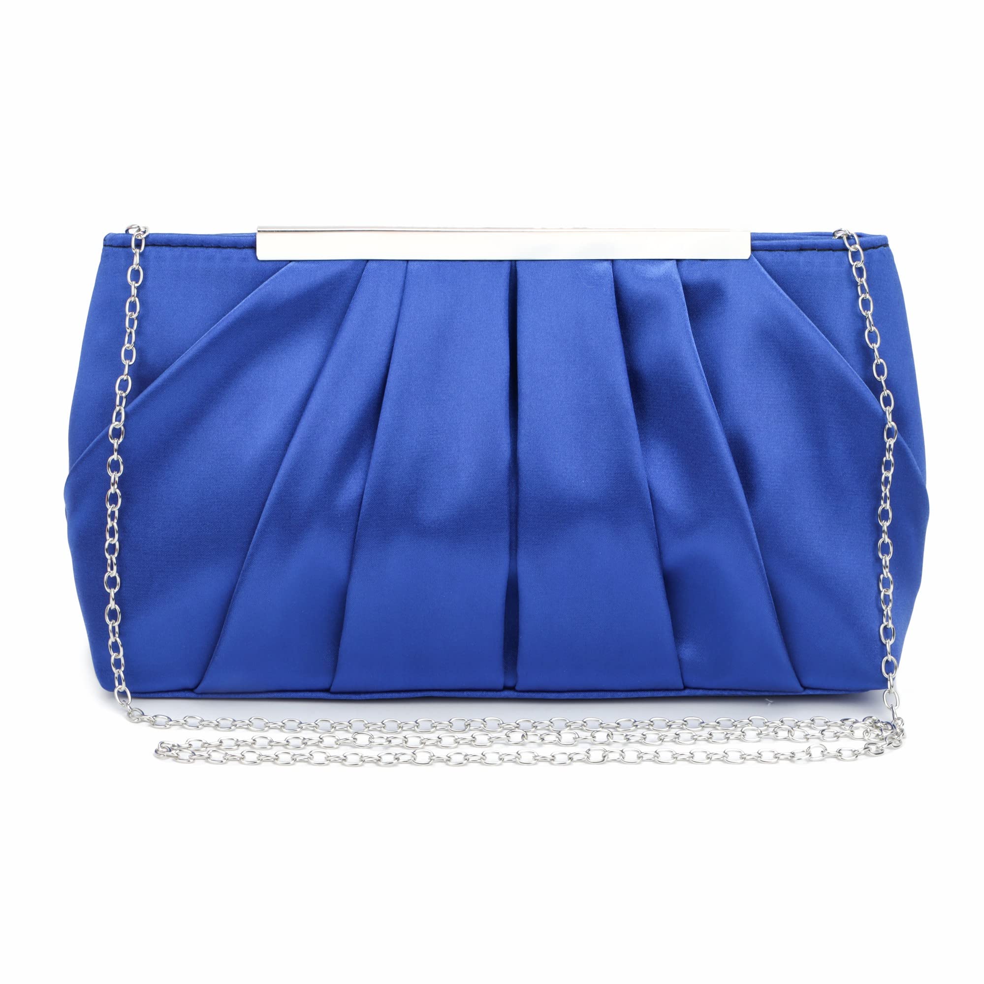 Pochette da Sera in Raso Plissettato Borsa da Sera da Sposa per Donna con Catena e Chiusura Magnetica