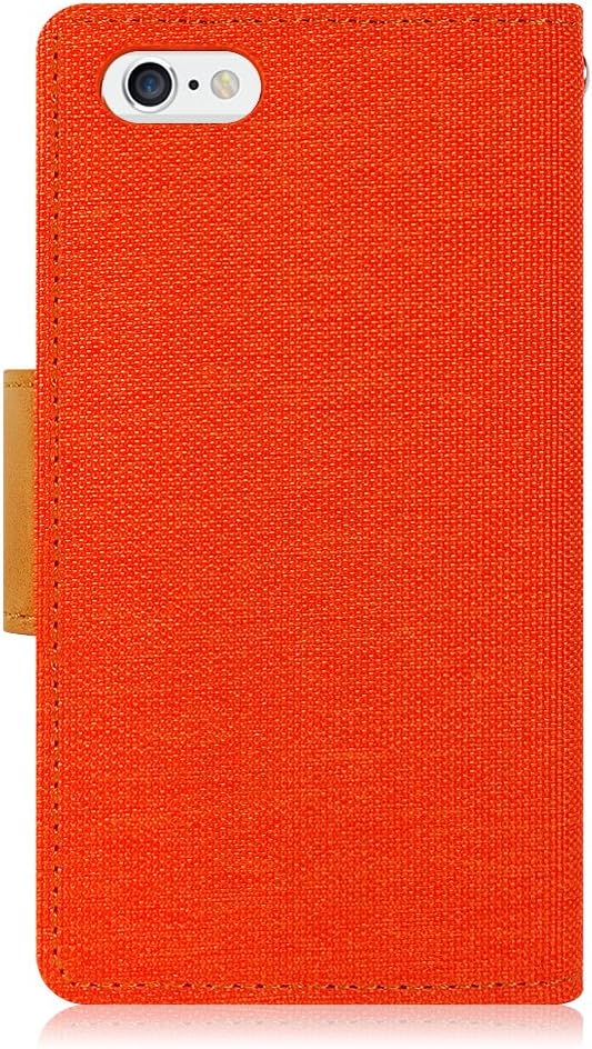GOOSPERY Canvas Wallet for Apple iPhone 6S Case (2015) iPhone 6 Case (2014) Denim Stand Flip Cover (Orange)