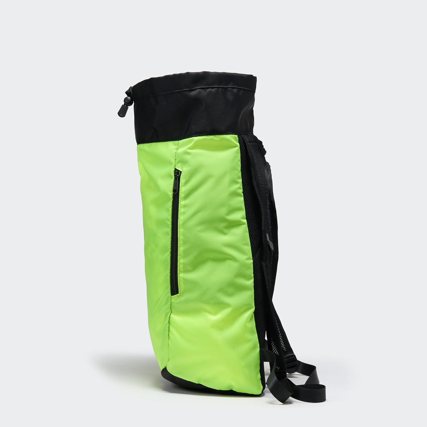 Pander Drawstring Backpack with Adjustable Shoulder Straps, Slim Gym Cinch Sack with Side Zipper Pocket, Machine Washable Polyester Daypack for Travel & Workout, Green