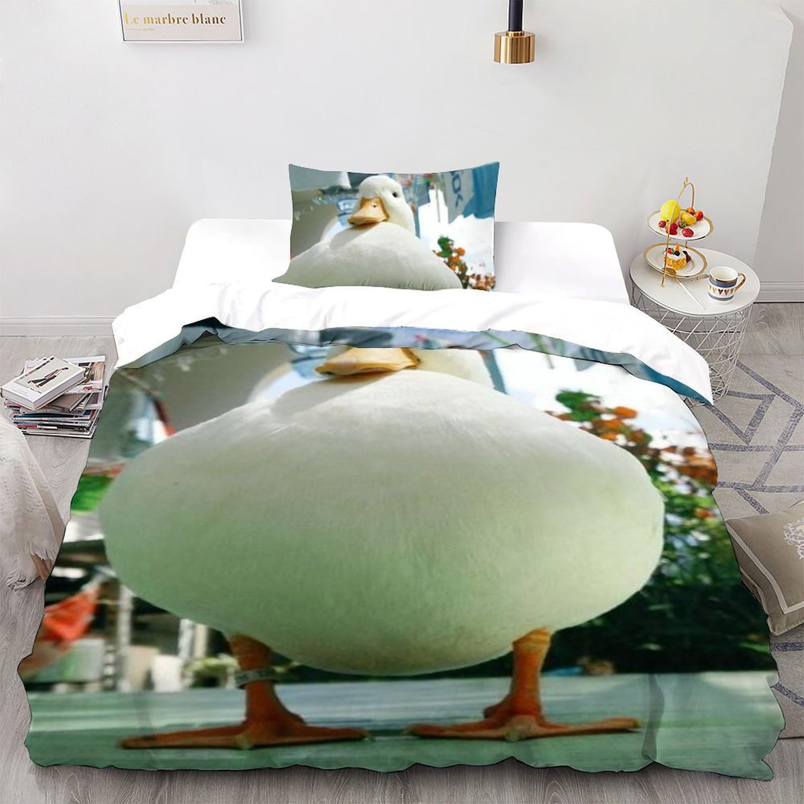 Housse de couette 135x200cm taies d'oreiller microfibre animaux imprimé 3D