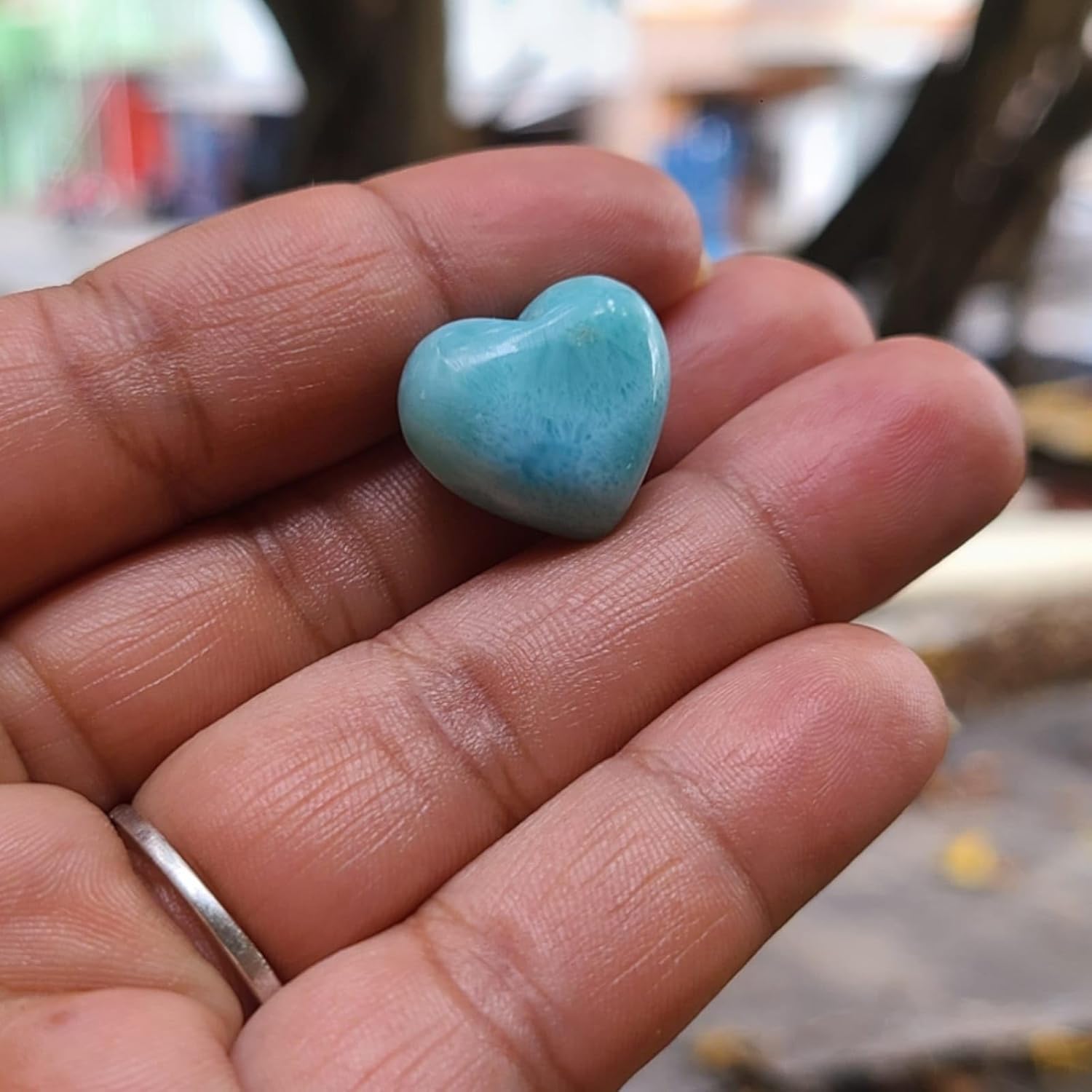 Larimar heart Stone Carving for Collectors and Crystal Enthusiasts