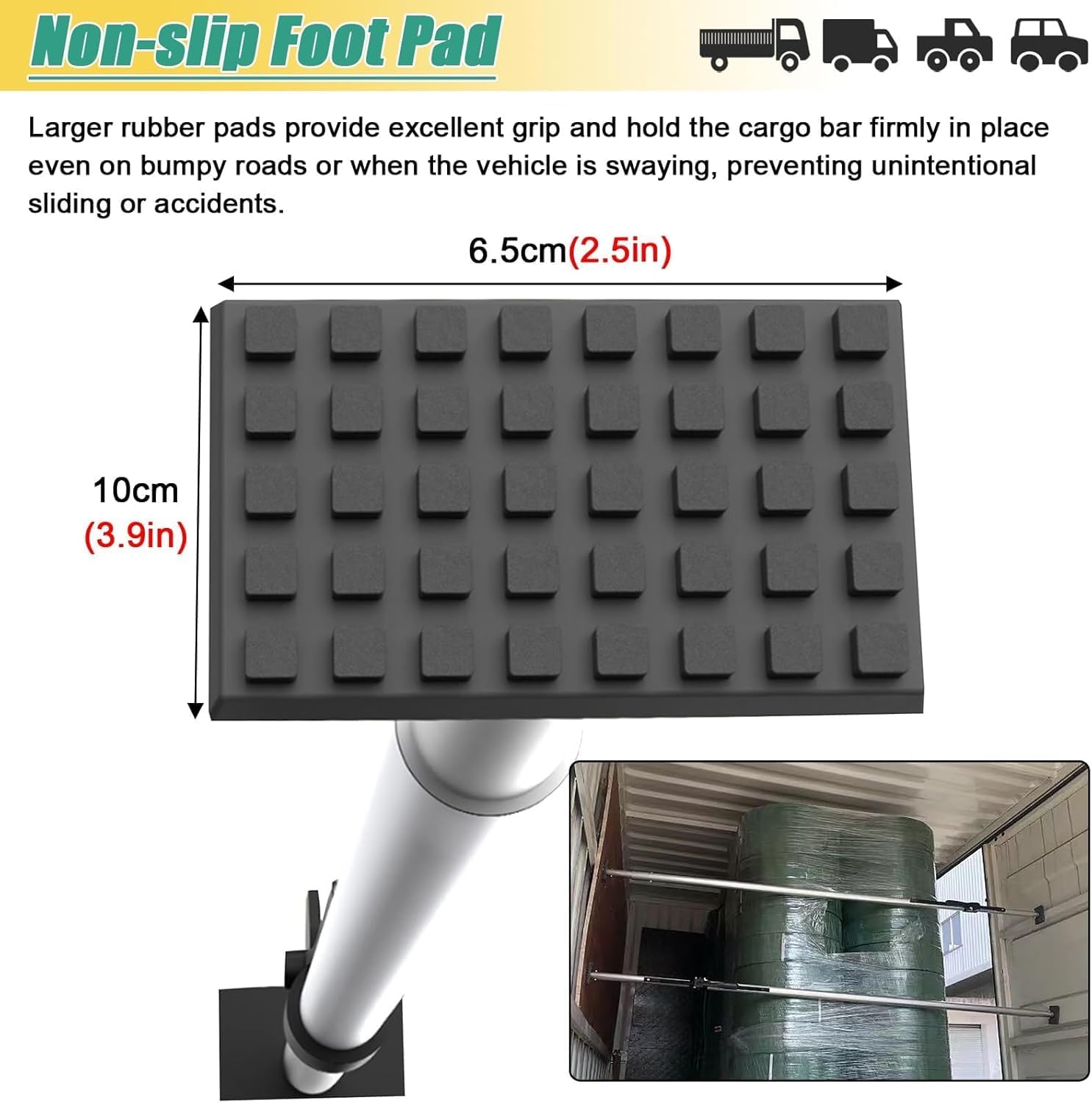 Adjustable Cargo Bars Full-size Trucks Bed Holder Ratcheting Support Pole, Aluminum Cargo Bar & Load Stabilizer 1 2 3 4 Pack, Van Truck/Trailer/Pickup Trucks Cargo Restraint Bar Barrier(Silver-4 Pack,