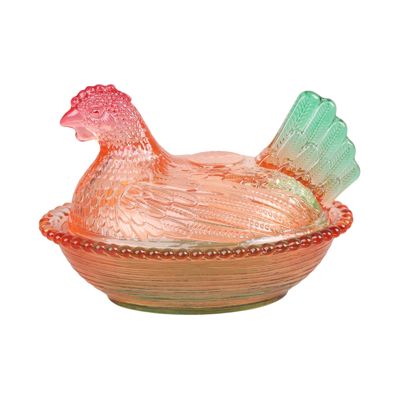Xjdzineq Crystal Glasses Chicken Shape Candy Jar Bowl with Lid, Dessert Plate Candys Covered Decorative Snacks Bowl Glass Hen