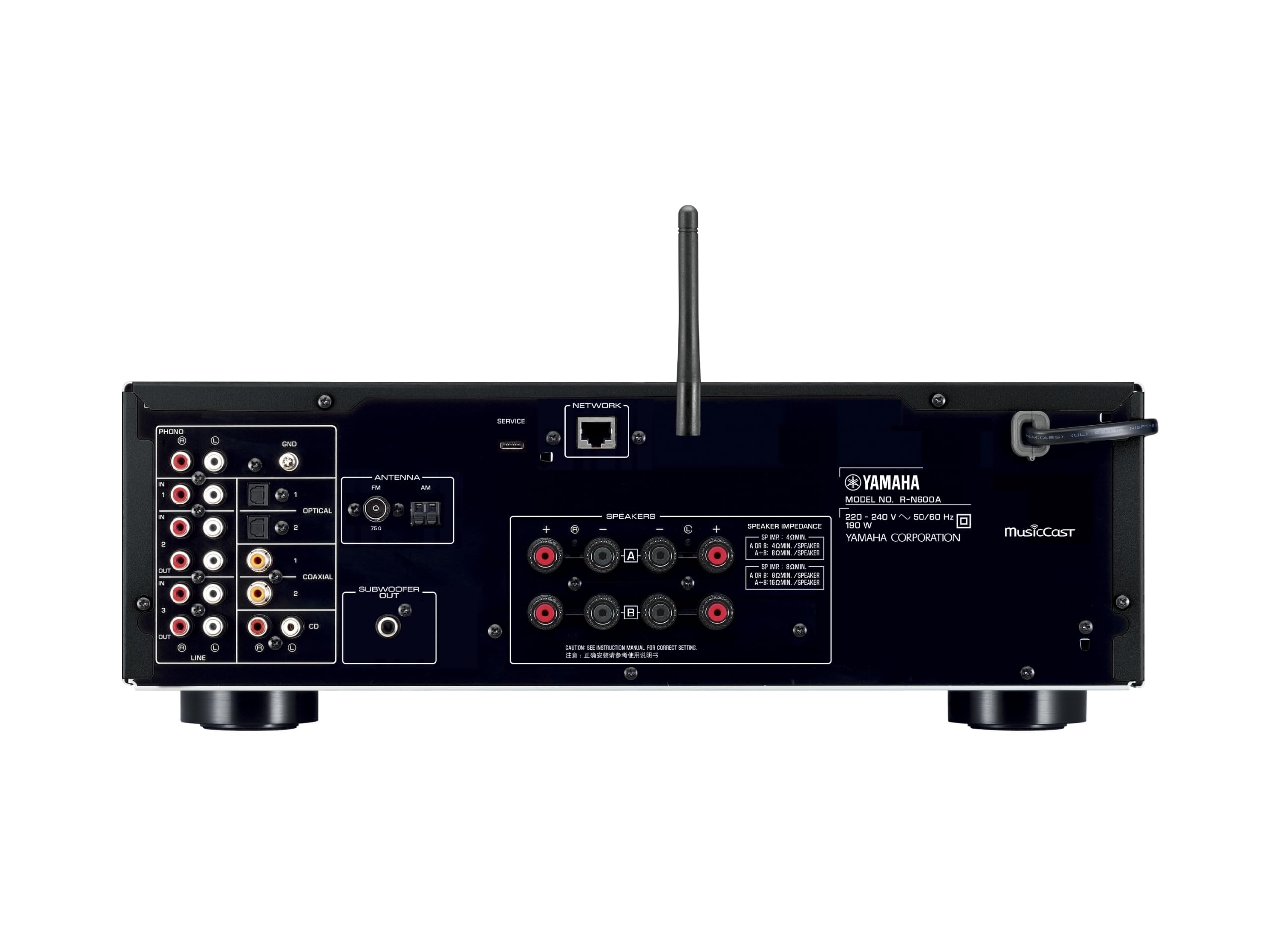 Yamaha R-N600A Receptor de canales Hi-Fi, con MusicCast y streaming inalámbrico, audio de alta resolución, SABRE DAC y Pure Audio Fidelity, negro