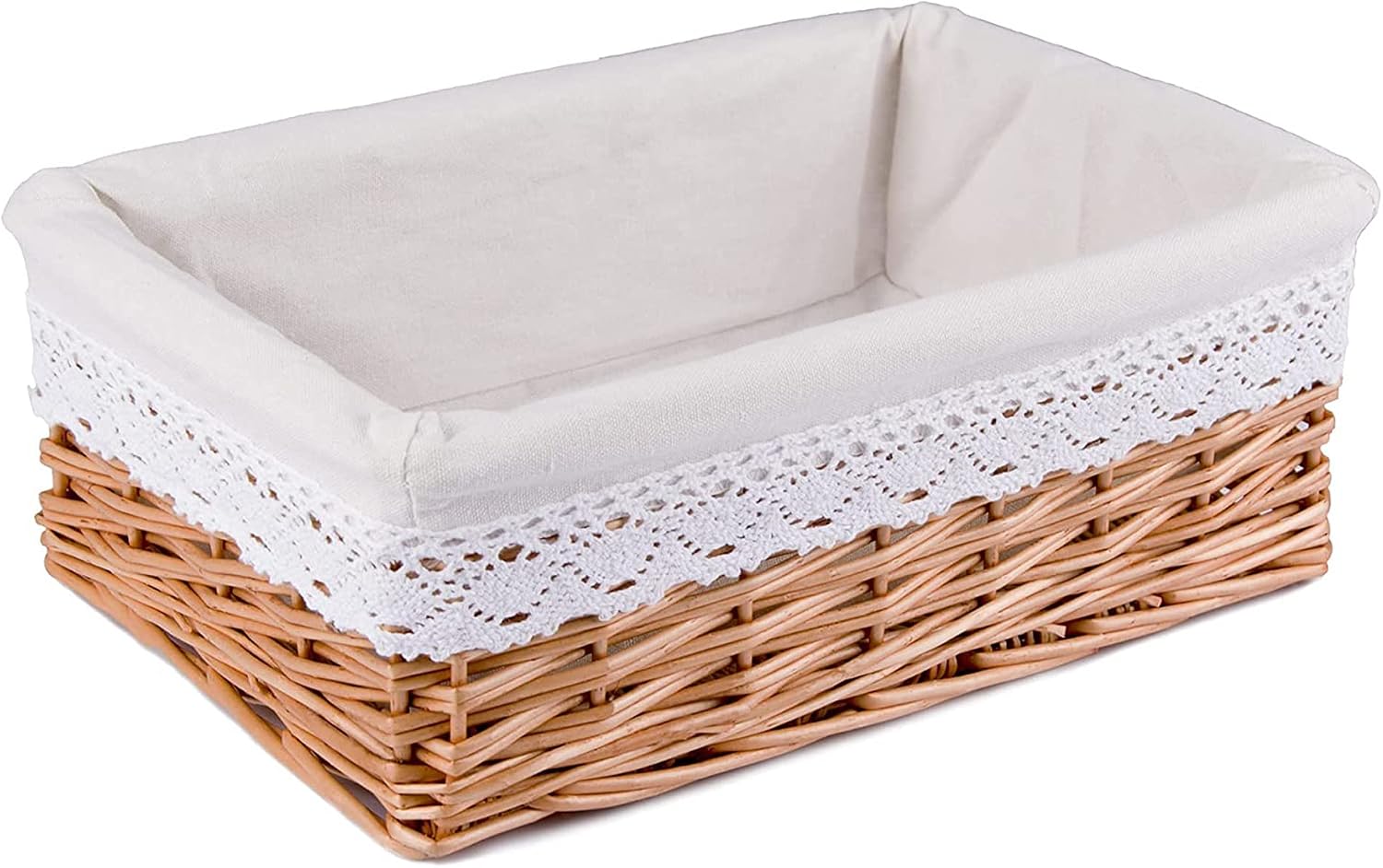 Rurality Wicker Woven Storage Basket with Lining for Cosmetics,Towels,Books,Lining Removable