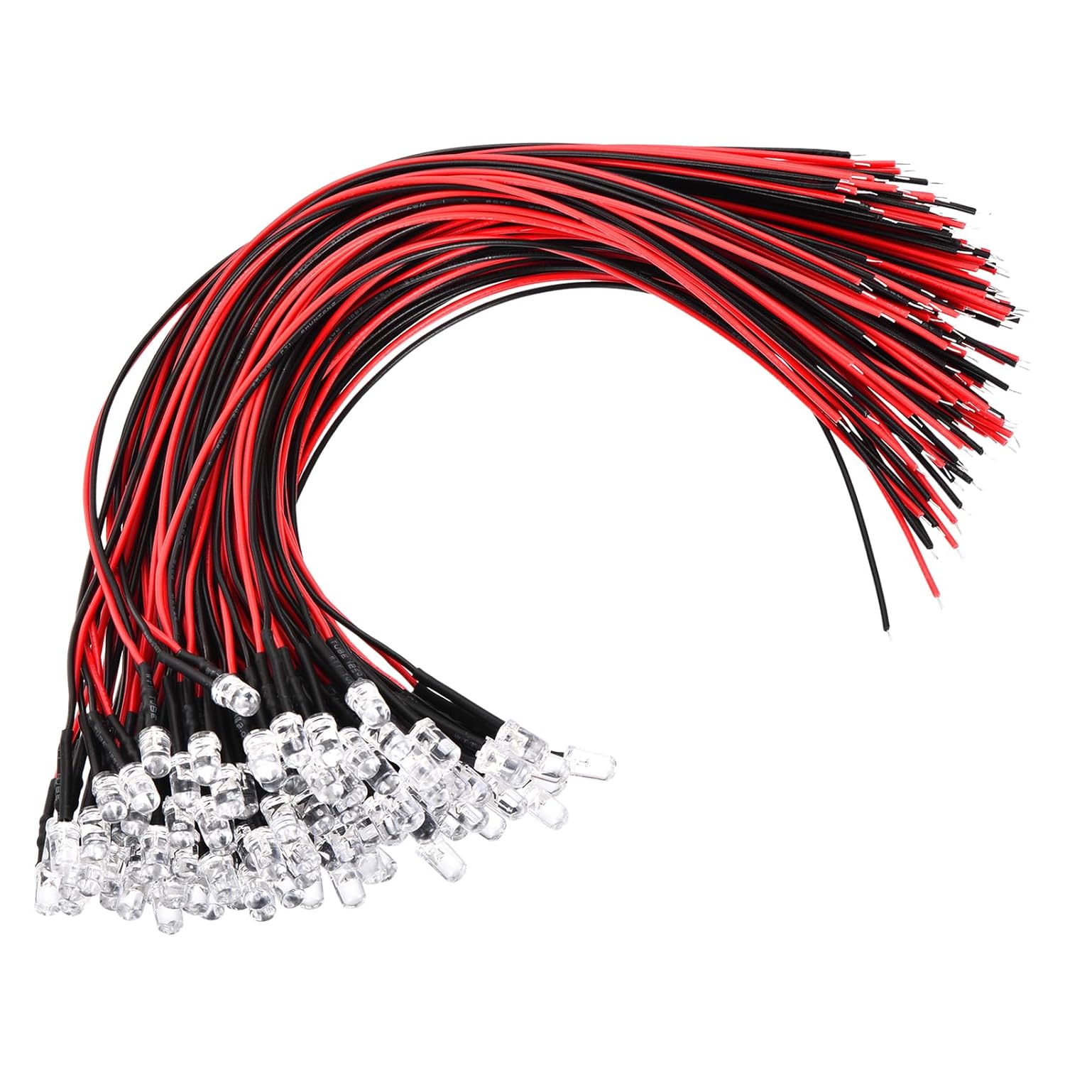 PATIKIL 5mm LED Diode Light, 100 Pcs 3-6V DC Pre Wired Mini LED Lights Bulb Light-Emitting Lamp for RC DIY Indicator Lighting, Colorful Fast Flash