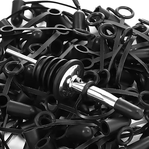 Miniatura 6 de Zopeal 100 tapas de polvo para vertedores, cubiertas negras para vertederos con bucle, con capucha, botella de licor de aceite de oliva, tapas de