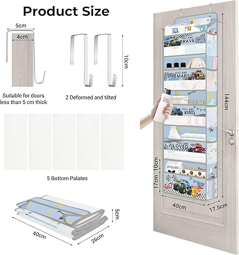 Miniatura 6 de Clastyle Organizador para colgar sobre la puerta del automóvil, organizador de almacenamiento para niños, pañales, juguetes, armario, puerta,