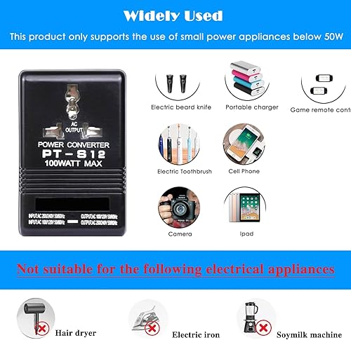 Miniatura 5 de Convertidor de voltaje de 110 V a 220 V elevador y reductor de potencia bidireccional convertidor de voltaje transformador para viajes, caravanas y
