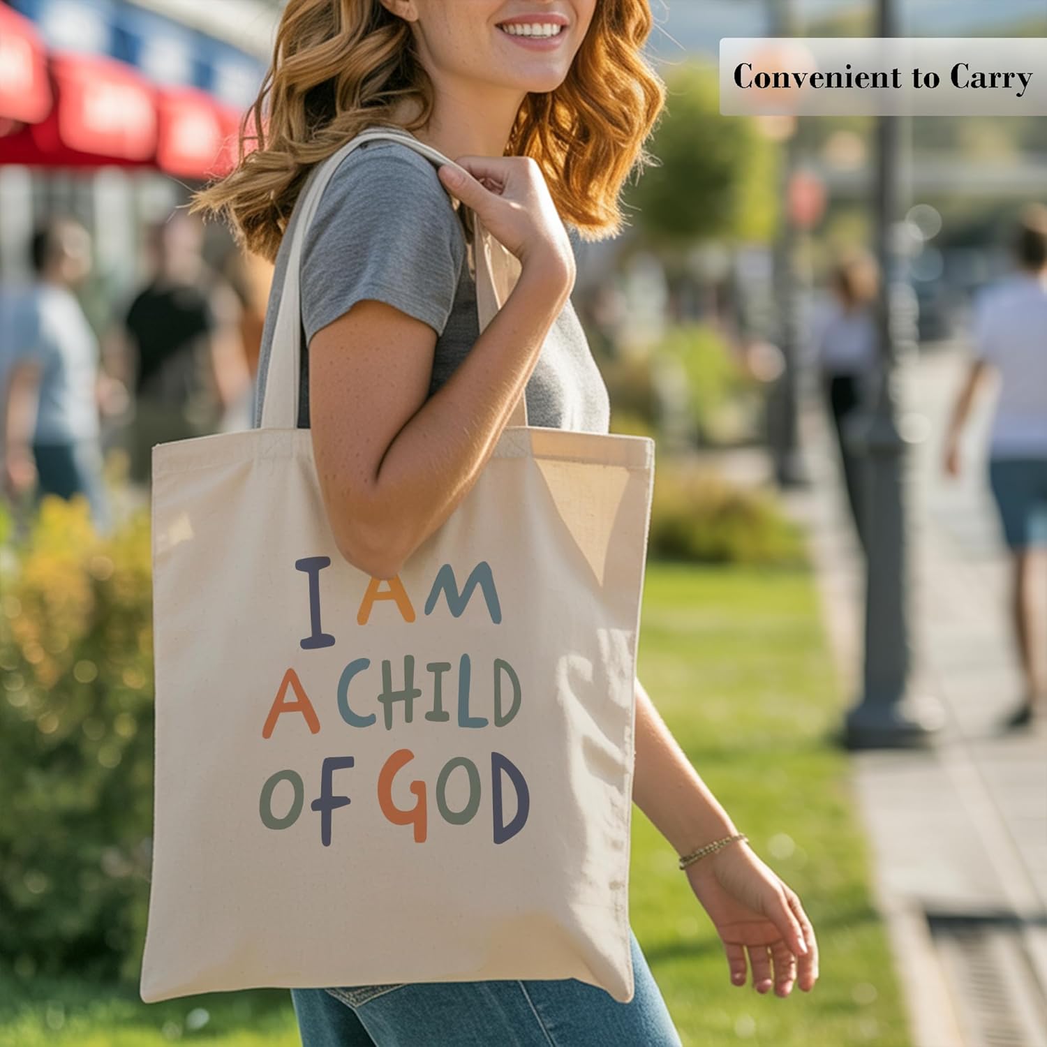 Christian Tote Bag for Women, Church Bible Canvas Bag with Inner Pocket for Churchgoers - Image 2