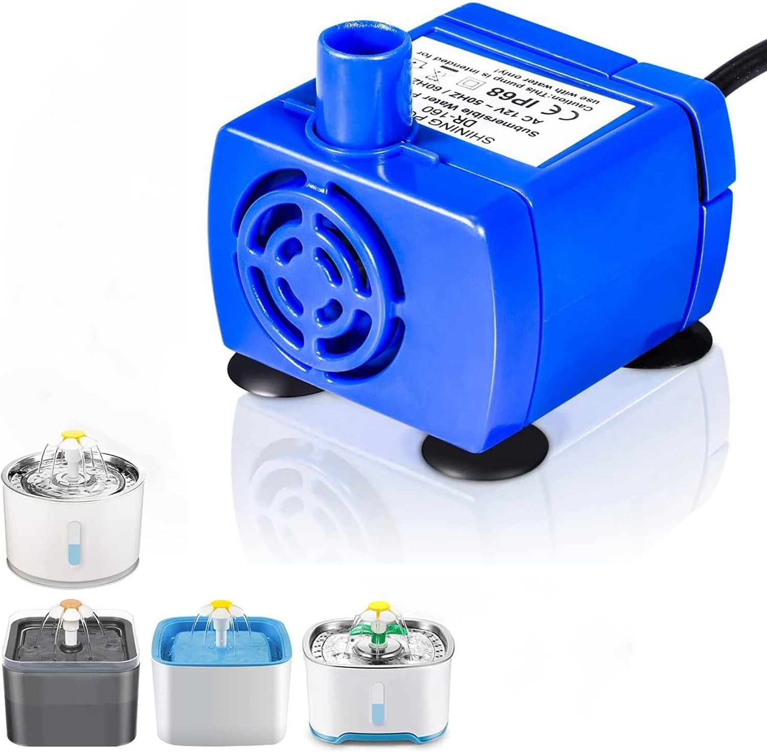 Bomba para Fuente de Agua para Gatos AYNEFY, Acero Inoxidable, Azul