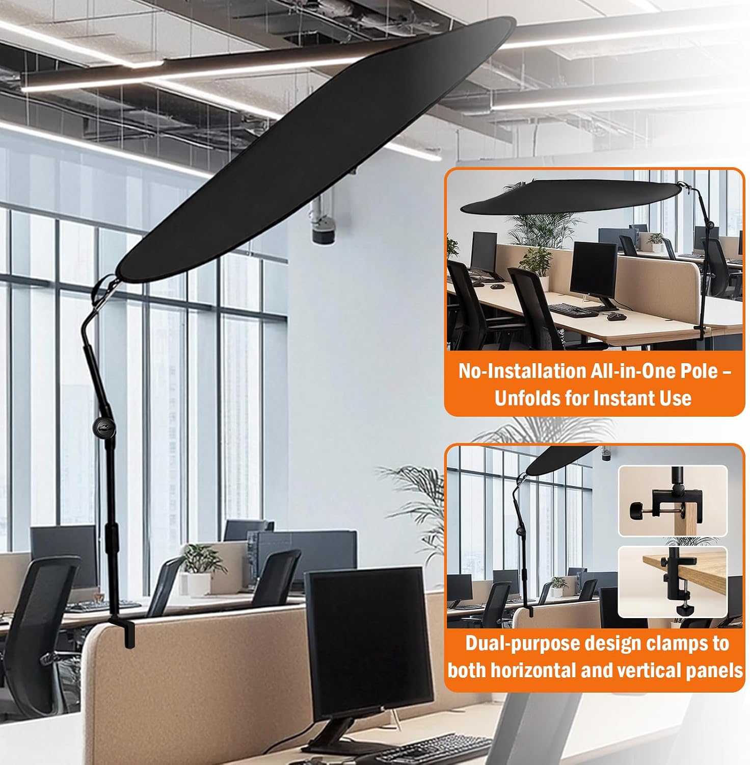 Cubicle Shade for Desk, 51" Large Desk Canopy Blocks Overhead Light image 3