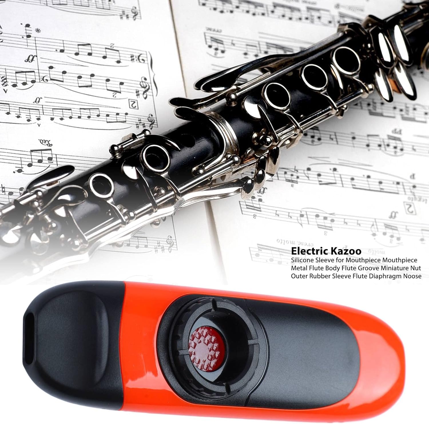 Professional Electric Kazoo for Adults 11cm Portable Aluminum Alloy Kazoo with Pickup for Beginners Practice Recording Studio(Orange)