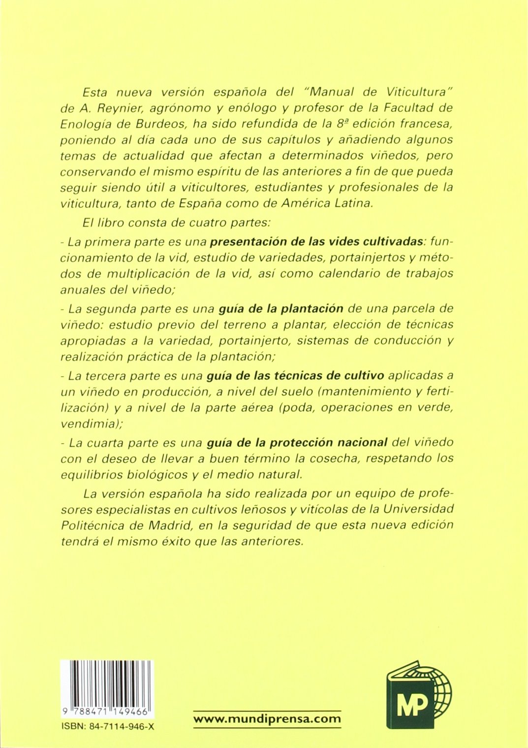 Manual de Viticultura (Enología, Viticultura)