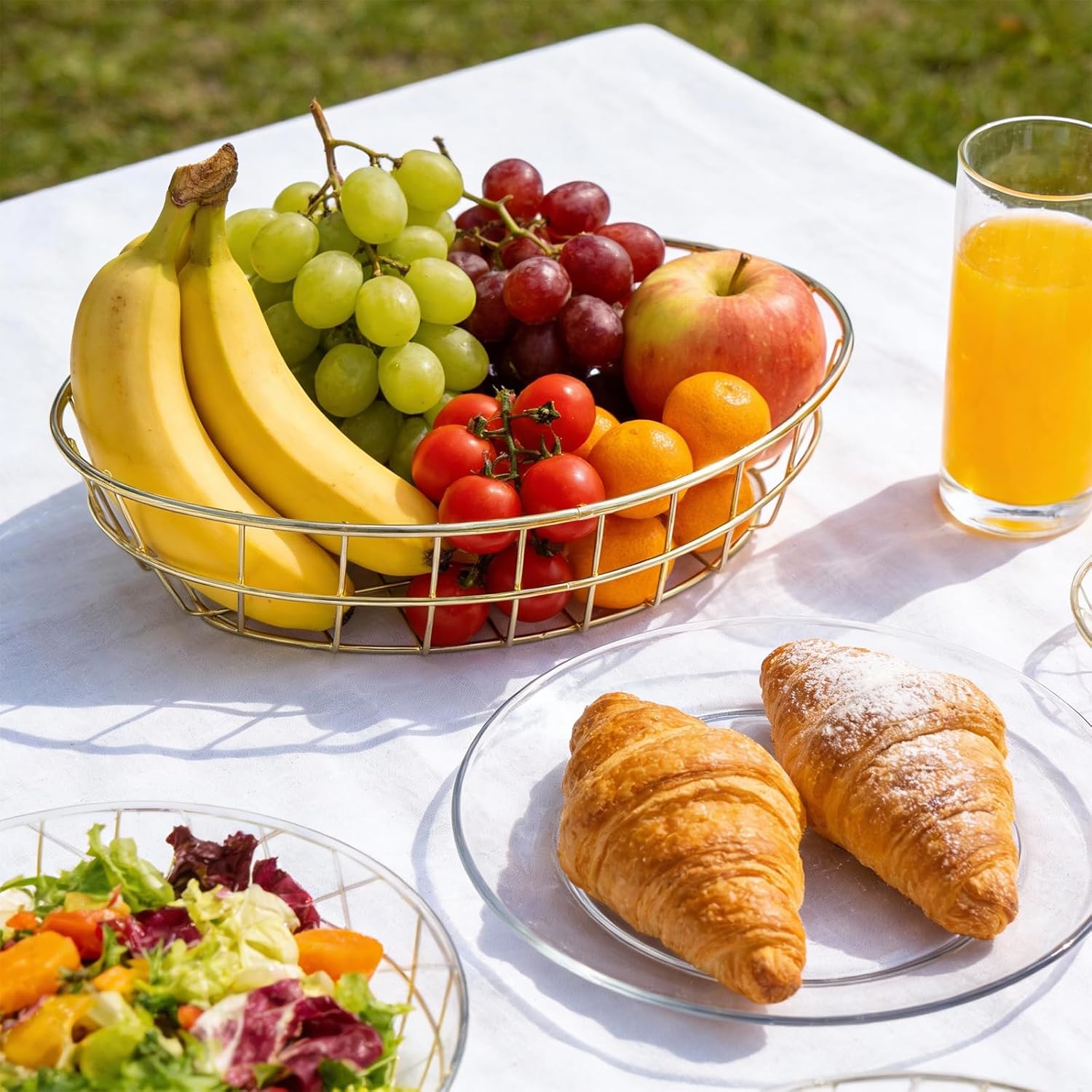 12 PCS Gold Wire Bread Basket, 9.69x6.1x2.1Inch Metal Bread Baskets Bulk Oval Wire Baskets, Fast Food Basket for Fruit,Restaurant, Kitchen