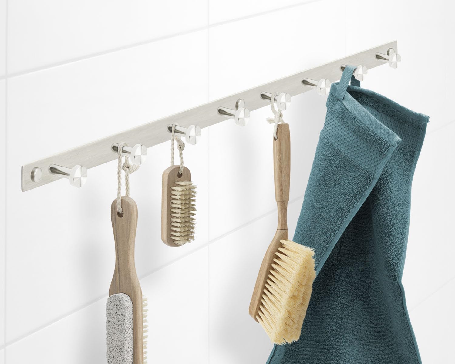 Stahlia Garderobehaken, roestvrij stalen look, 5 stuks, haken om te