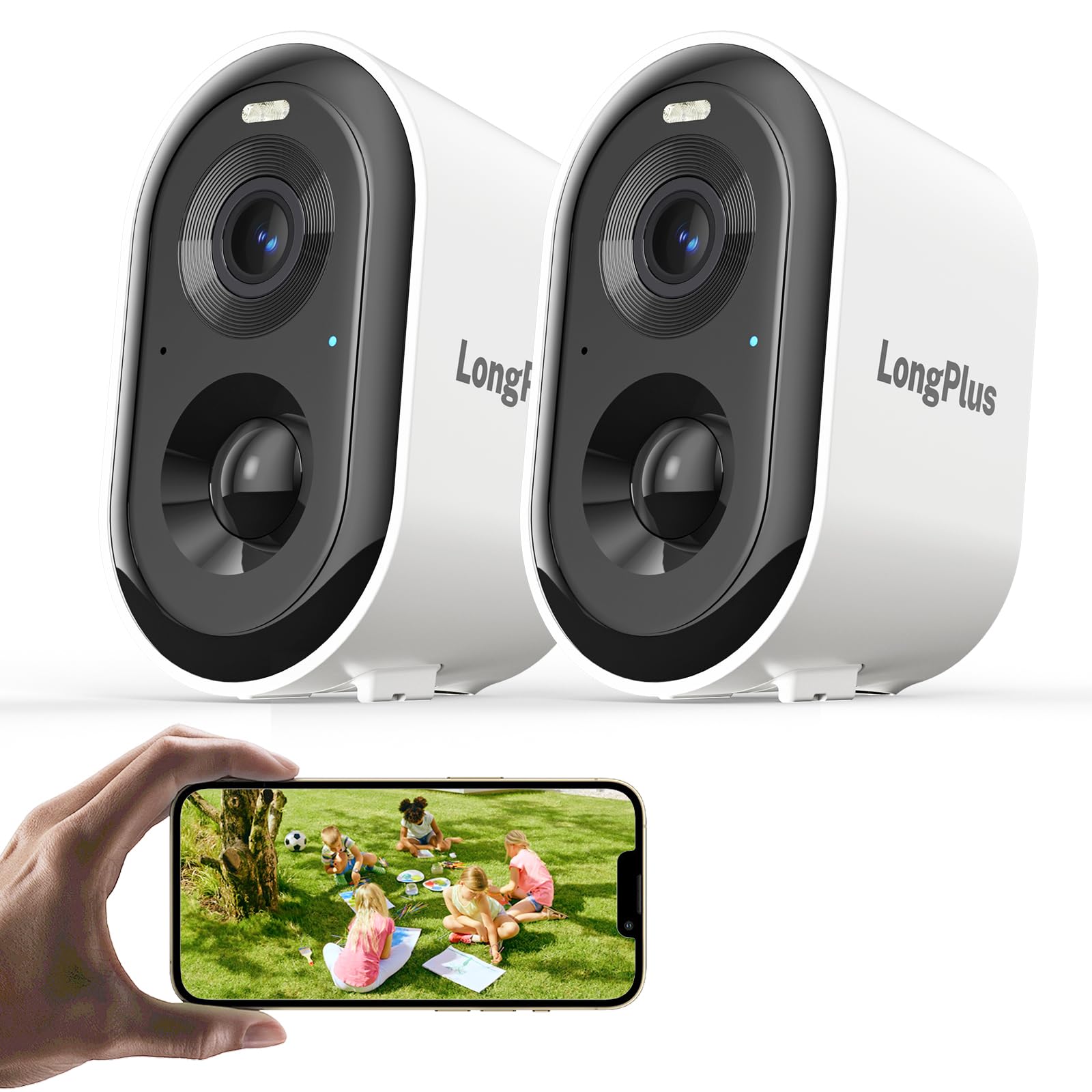 LongPlus Security Camera Wireless Outdoor Camera Wireless Camera for Home Security, 2K Battery Powered WiFi Cameras with AI Motion Detection, Color Night Vision, Cloud/SD Storage