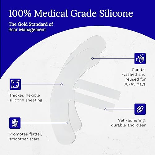 Miniatura 4 de Rejuvaskin Kit de curación de cicatrices para cicatrices mamarias, suavizar, aplanar, reducir y recuperar, láminas de silicona, gel RejuvaSil y Scar
