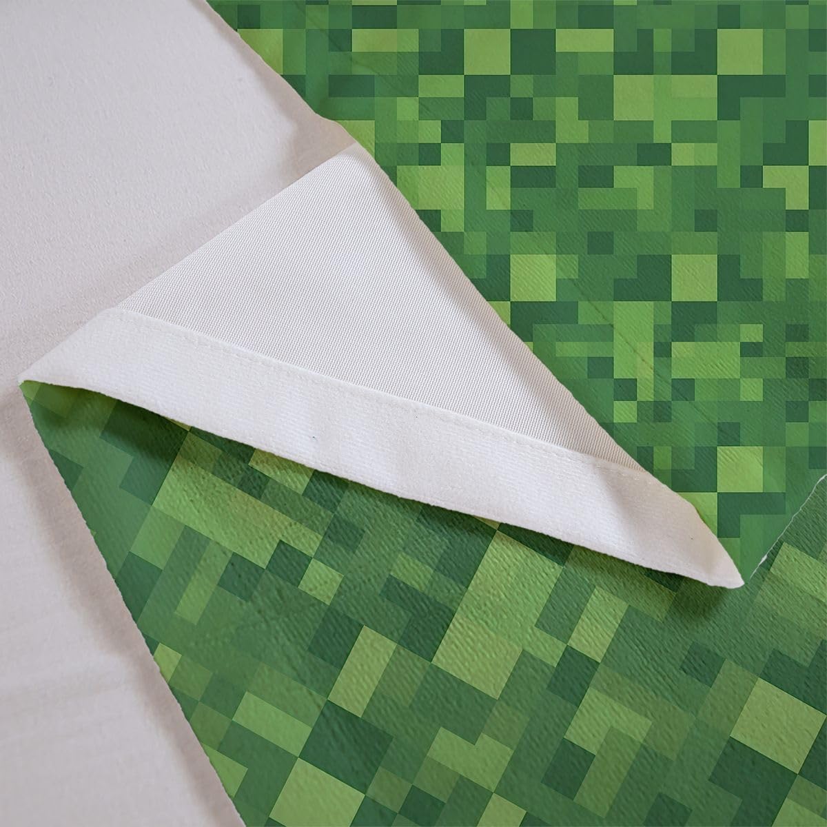 Feelyou Pixel Theme Valance Curtain for Living Room Bedroom Bathroom Geometric Square Kitchen Valance 1 Panel 52"x12" Gamer Window Treatments Mosaic Green