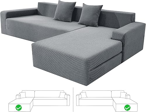 Miniatura 63 de ZNSAYOTX Fundas para Sofá Seccional, Fundas Elásticas de Jacquard con Parte Inferior Elástica para Sofá Seccional en Forma de L, Protector de Sofá