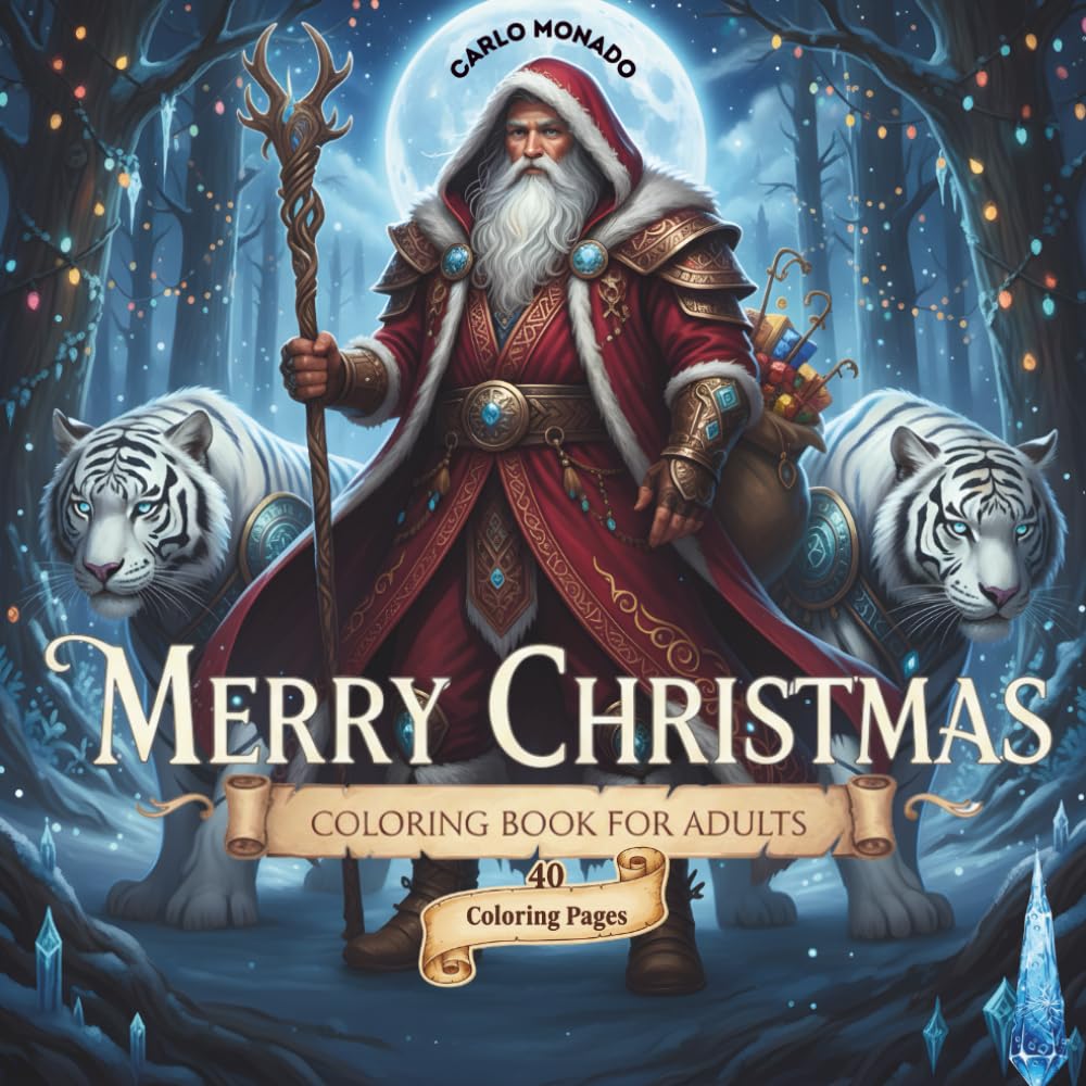 EPIC WINTER FANTASY COLORING BOOK FOR ADULTS: Santa Claus as a Warlord, White Tigers, and Mythical Creatures | Intricate Christmas Designs for Advanced Colorists | Perfect Holiday Gift