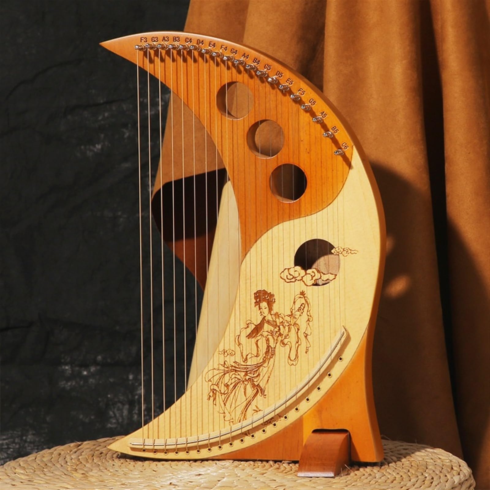 Lyre Harp - Arpa portatile a 19 corde, in legno massiccio, con chiave per accordatura